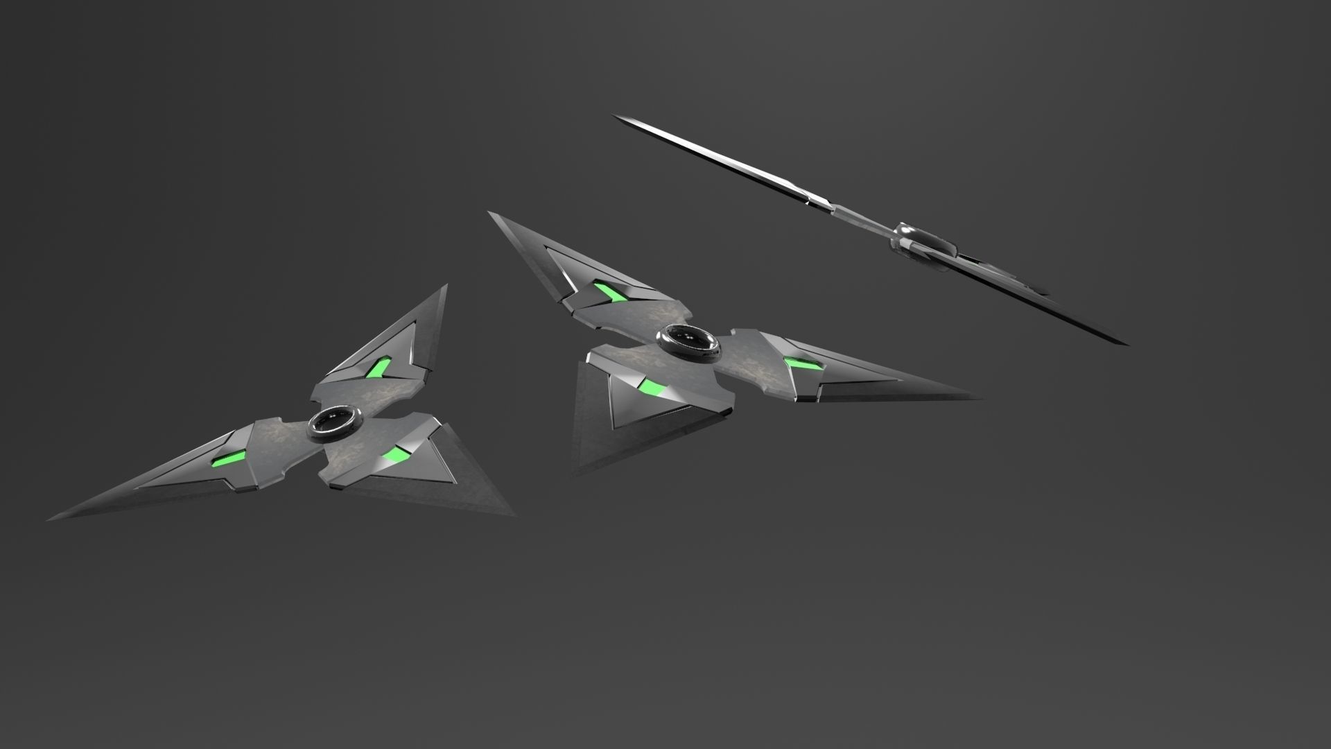 Dark Shuriken Low-poly 3D model_4