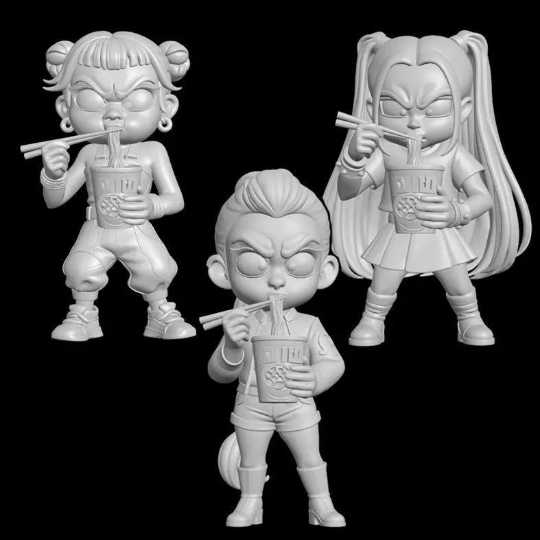 Huntrx - Chibi noodles - zoey mira rumi - kpop demon hunter 3D