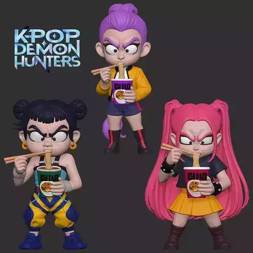 Huntrx - Chibi noodles - zoey mira rumi - kpop demon hunter