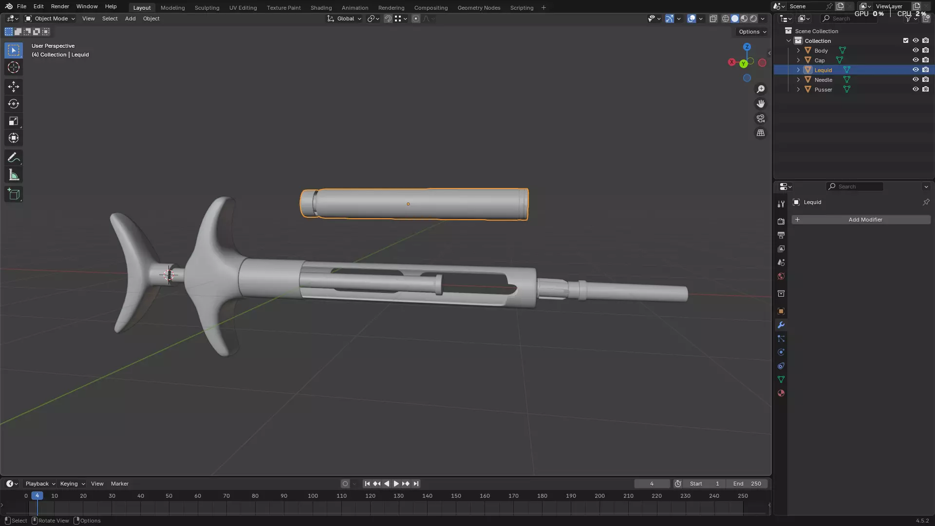 Dental Self Aspirating Syringe 3D model_4