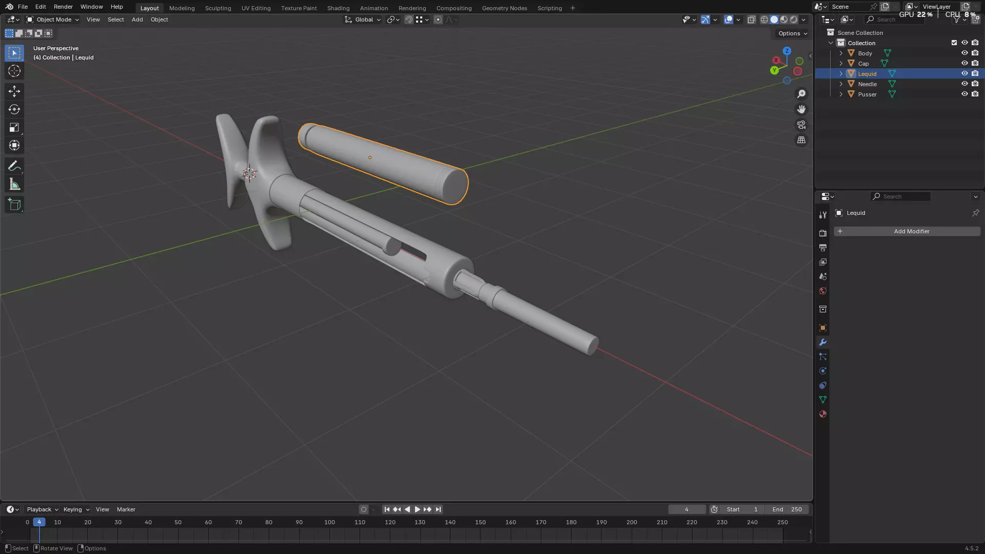 Dental Self Aspirating Syringe 3D model_10