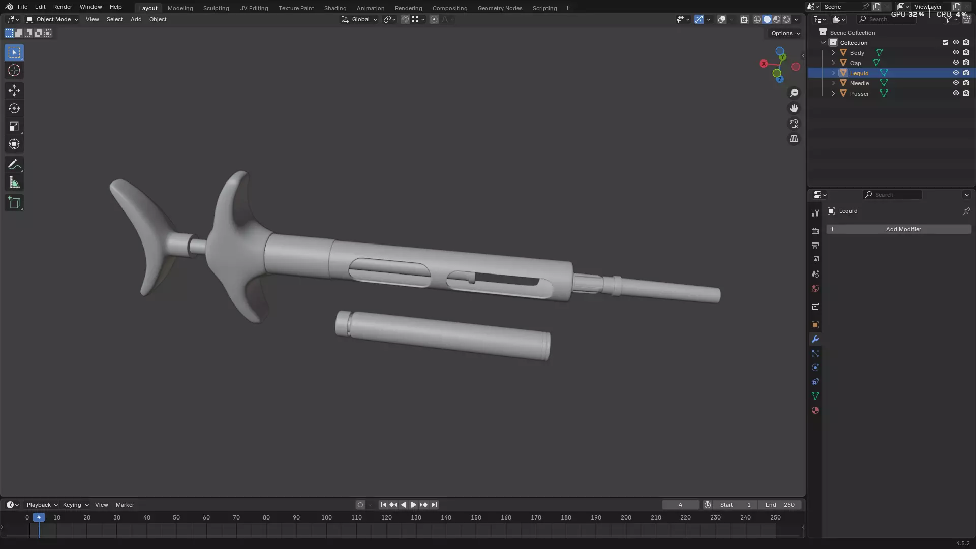 Dental Self Aspirating Syringe 3D model_13