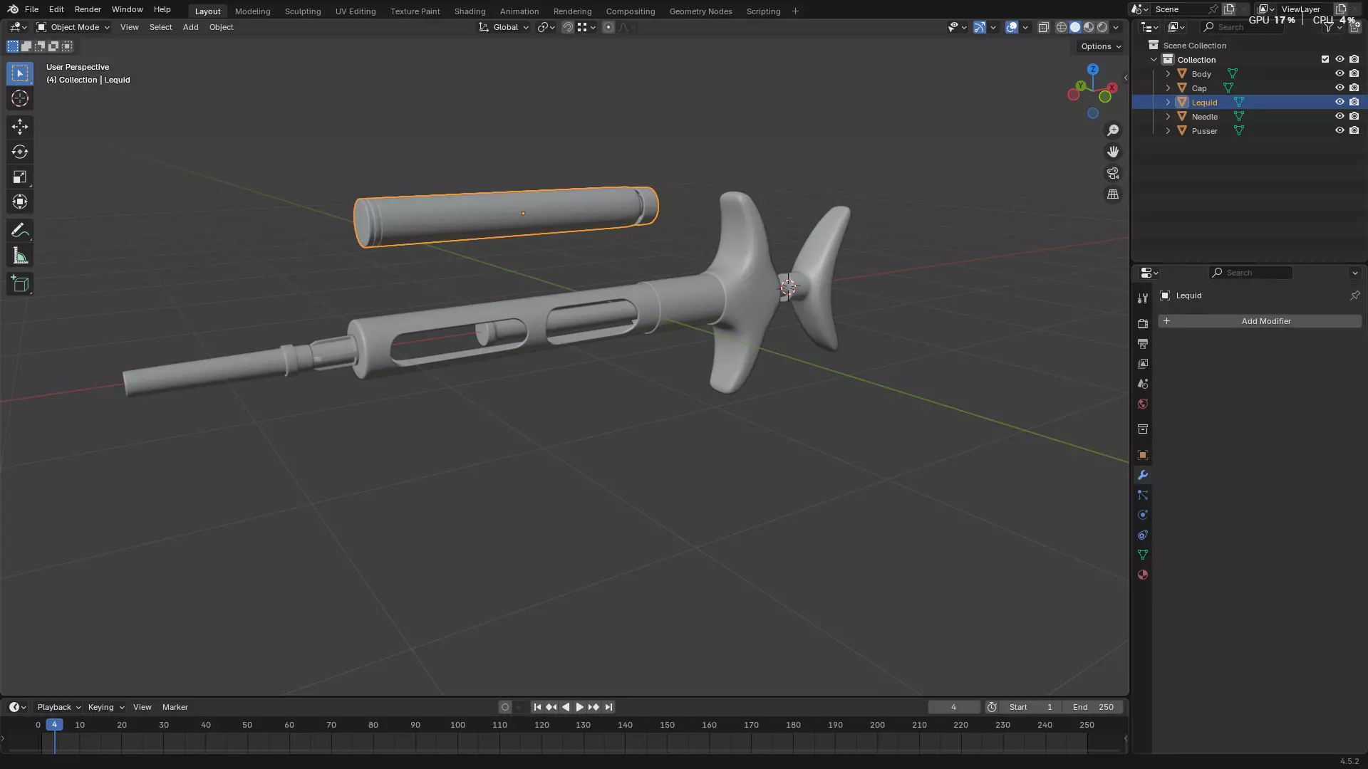 Dental Self Aspirating Syringe 3D model_8