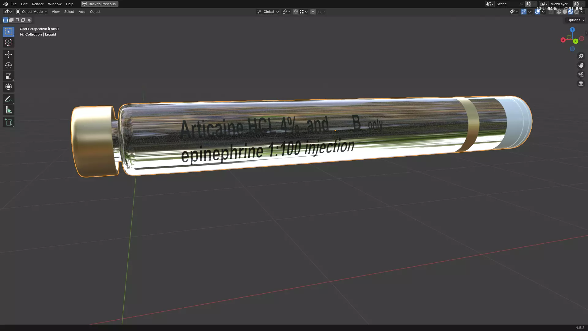 Dental Self Aspirating Syringe 3D model_44