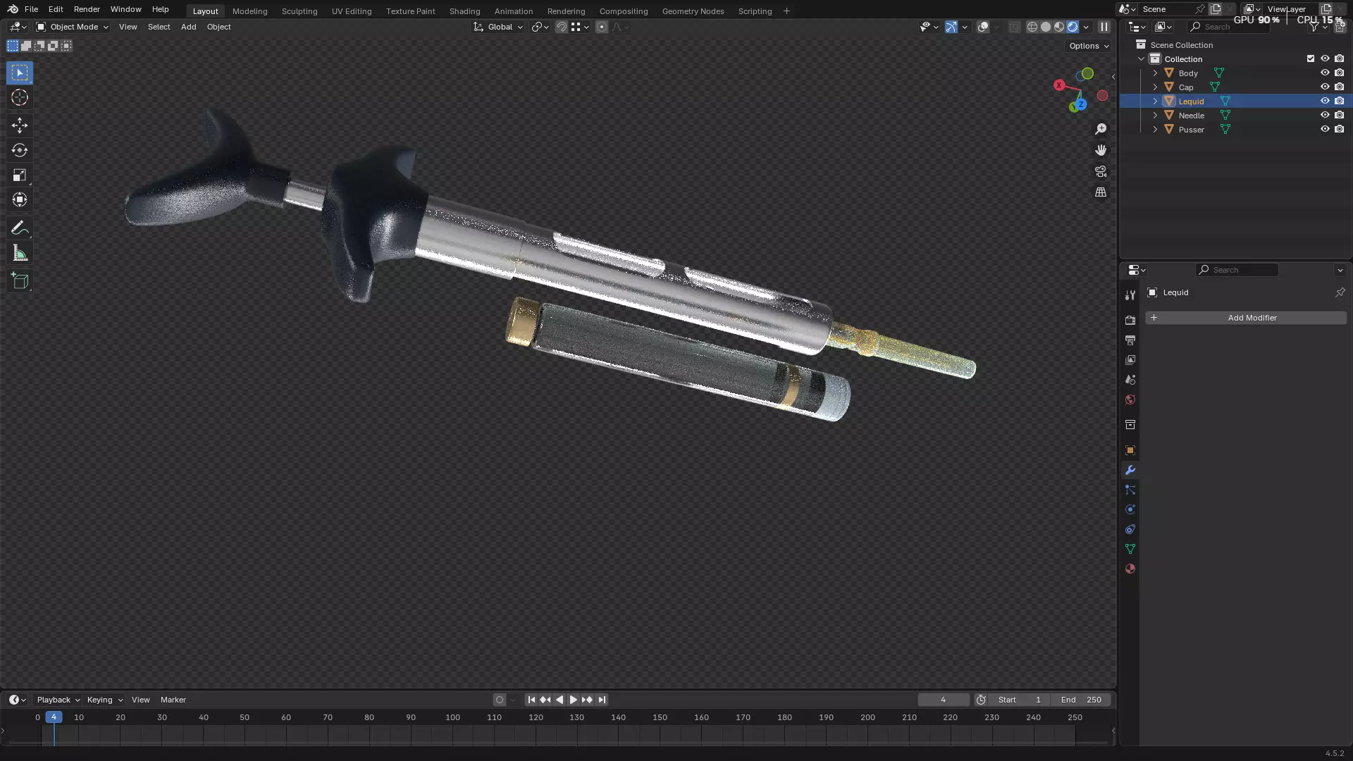 Dental Self Aspirating Syringe 3D model_20