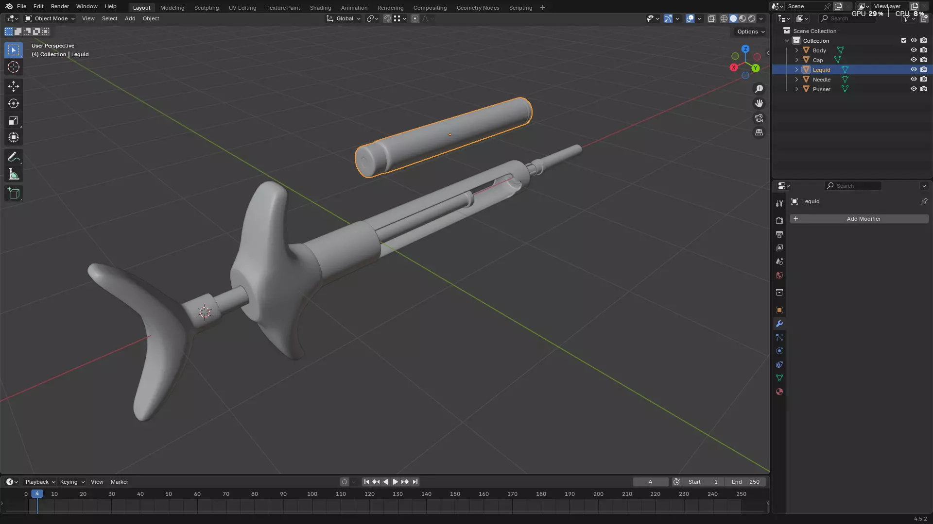 Dental Self Aspirating Syringe 3D model_11