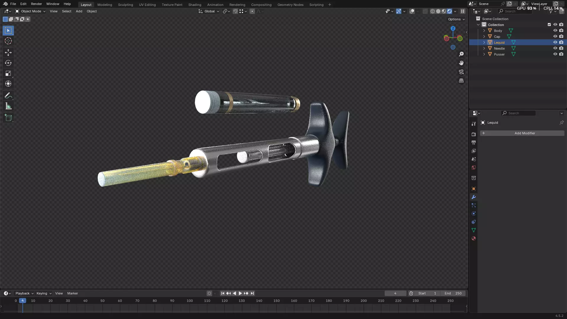 Dental Self Aspirating Syringe 3D model_19