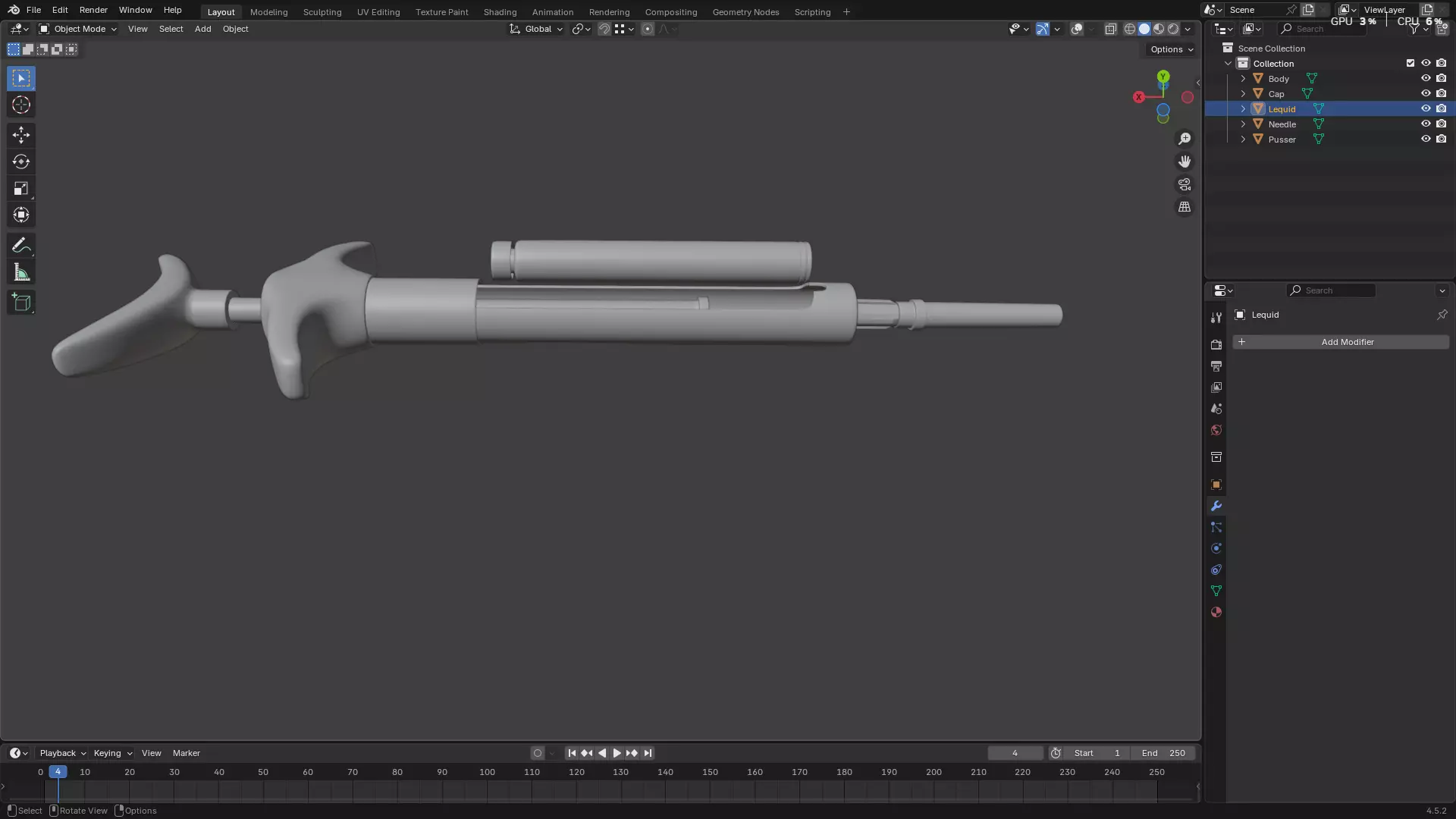 Dental Self Aspirating Syringe 3D model_12