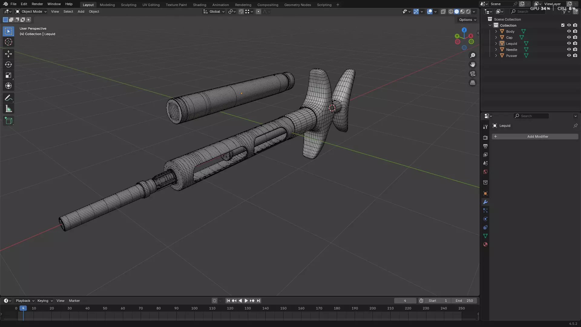 Dental Self Aspirating Syringe 3D model_26