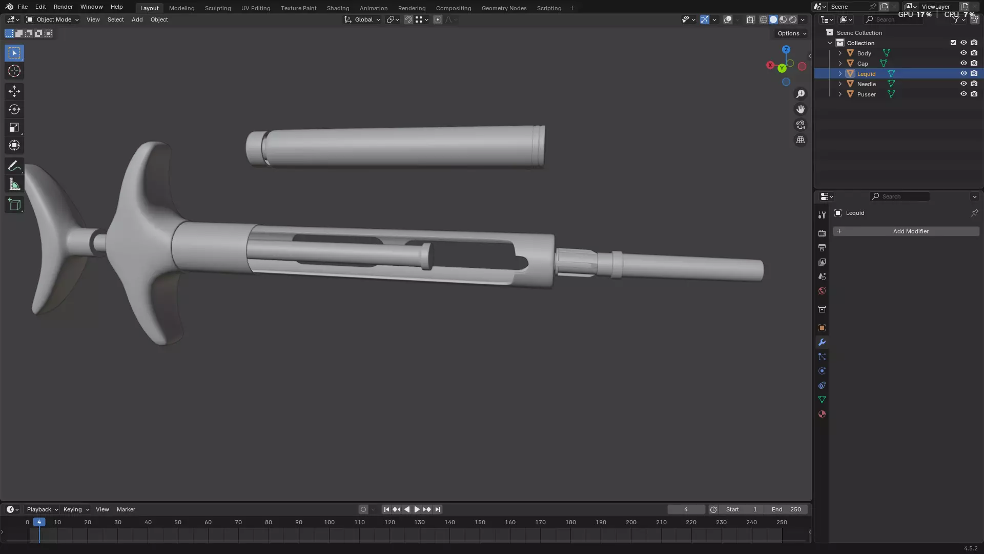 Dental Self Aspirating Syringe 3D model_16