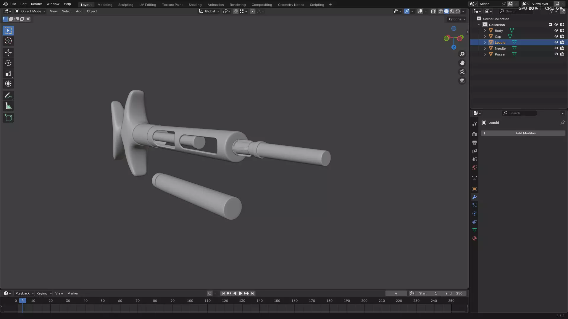 Dental Self Aspirating Syringe 3D model_14