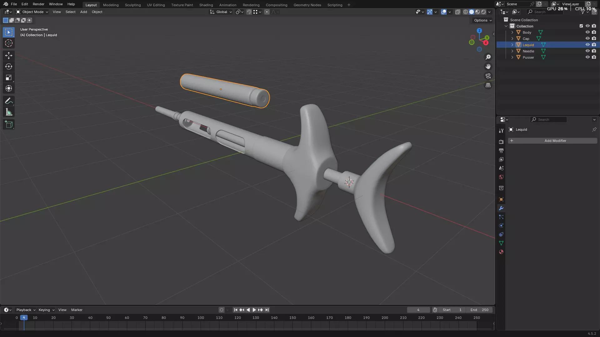 Dental Self Aspirating Syringe 3D model_9