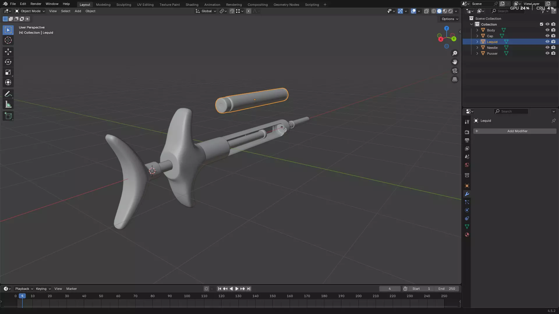 Dental Self Aspirating Syringe 3D model_5