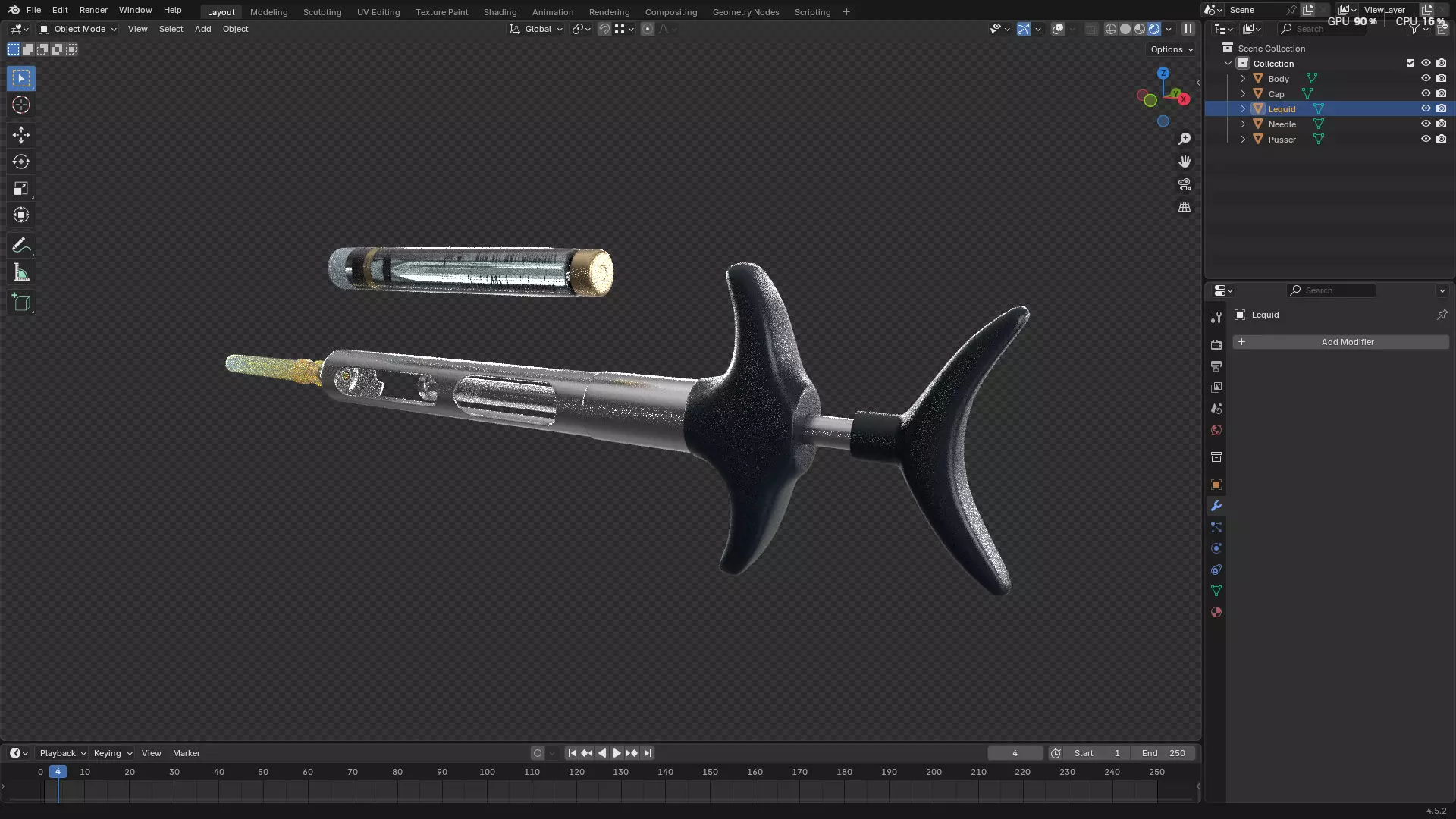 Dental Self Aspirating Syringe 3D model_18