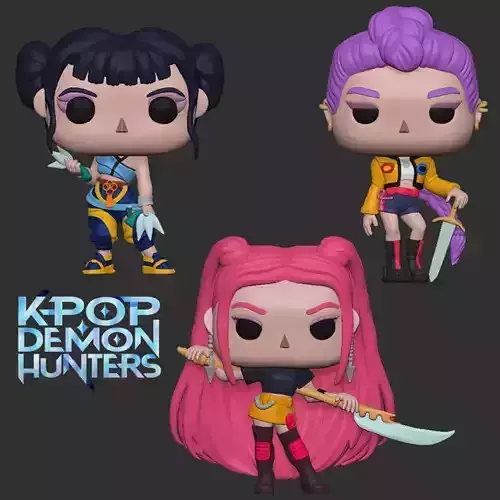 Huntrx - funko pop style - zoey mira rumi - kpop demon hunters