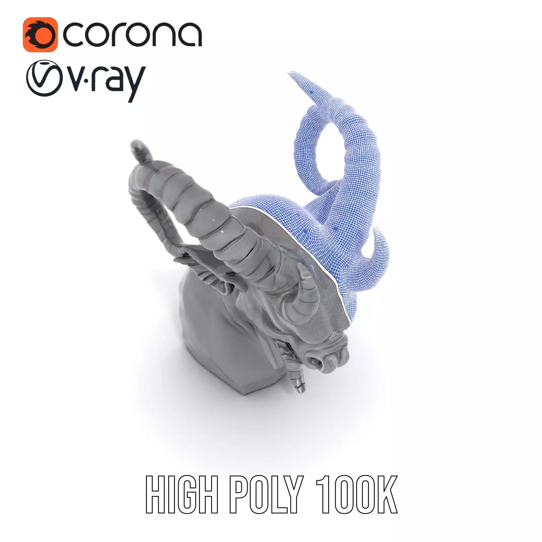 Dark Demon Bust model pack Low-poly 3D model_29