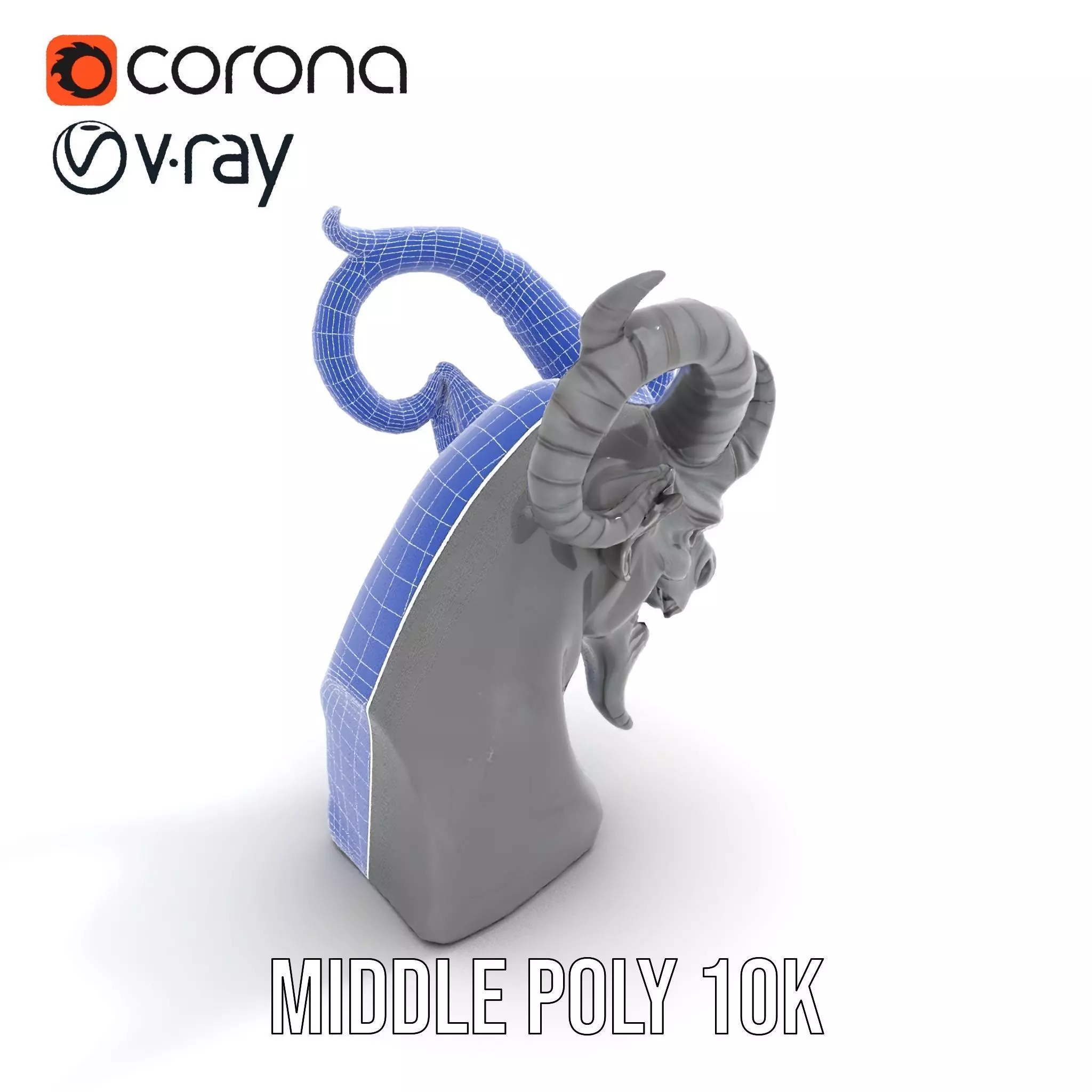 Dark Demon Bust model pack Low-poly 3D model_13