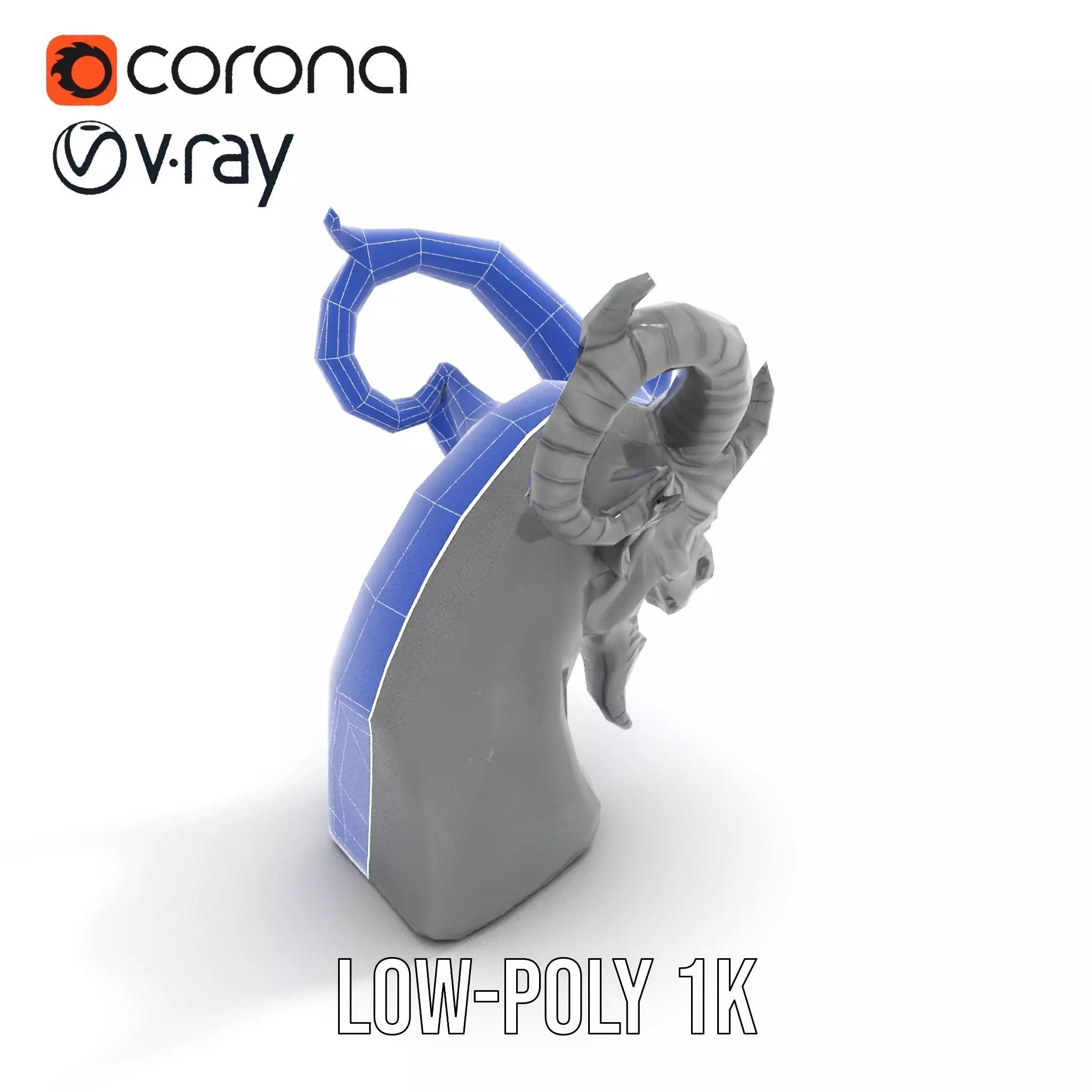 Dark Demon Bust model pack Low-poly 3D model_31