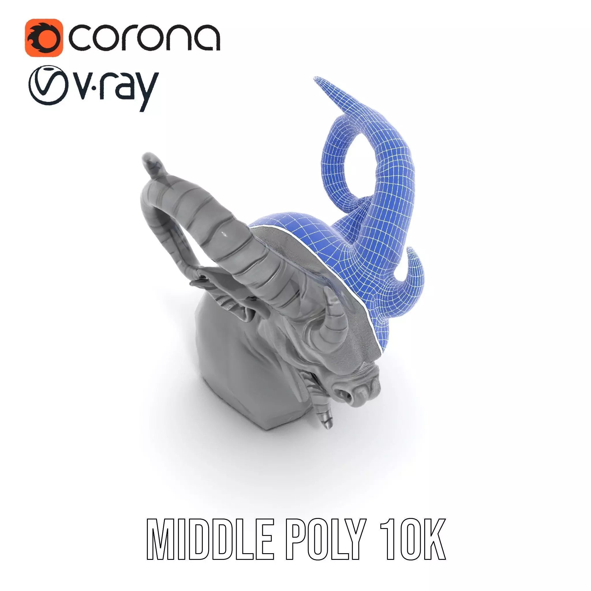 Dark Demon Bust model pack Low-poly 3D model_24