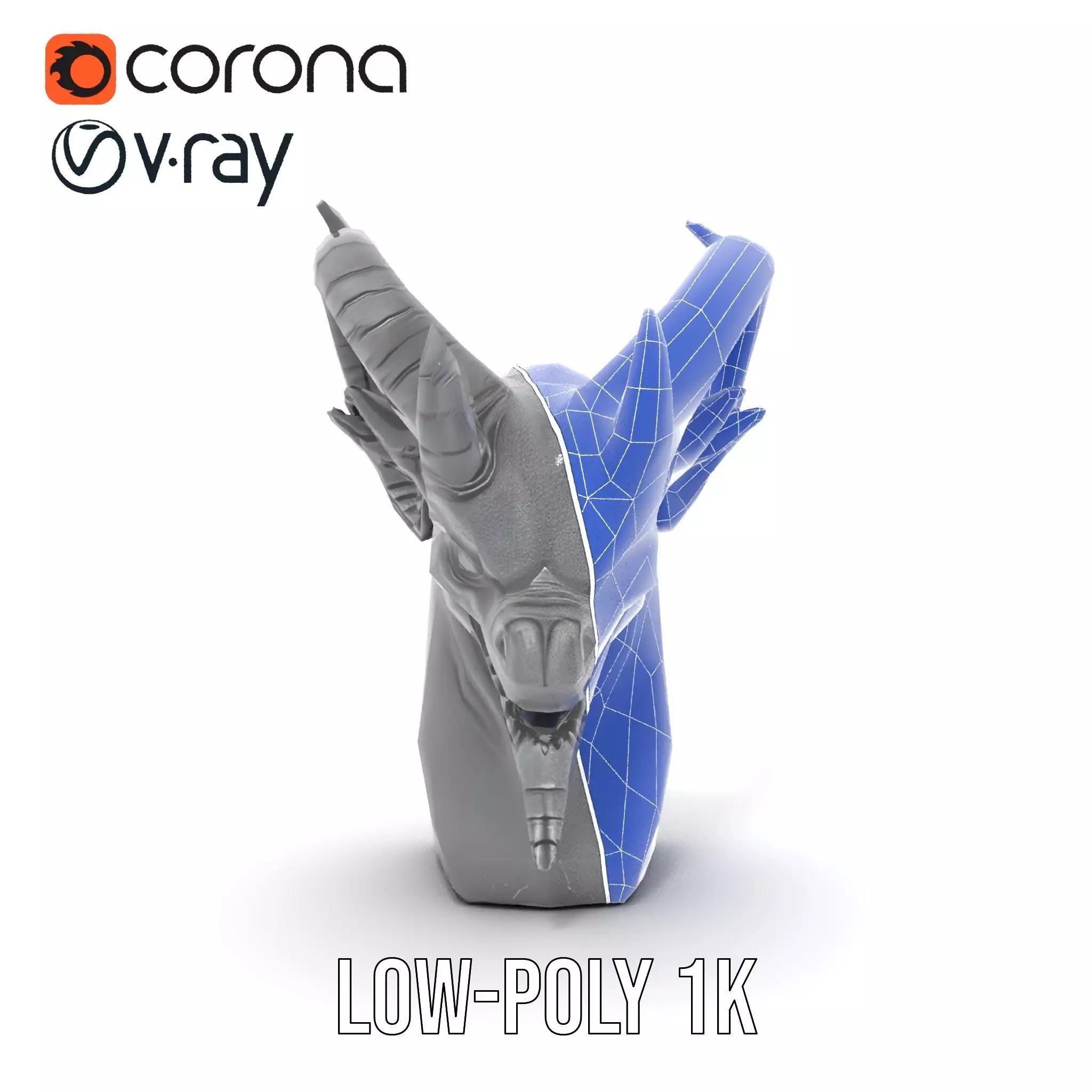 Dark Demon Bust model pack Low-poly 3D model_14