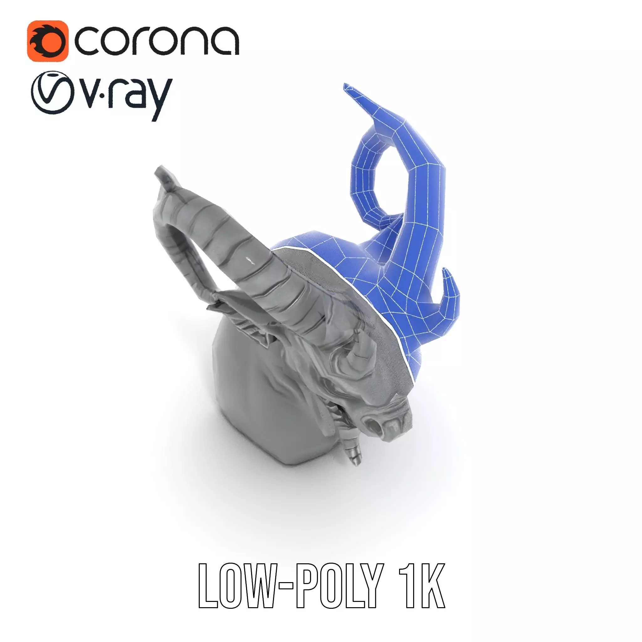 Dark Demon Bust model pack Low-poly 3D model_23