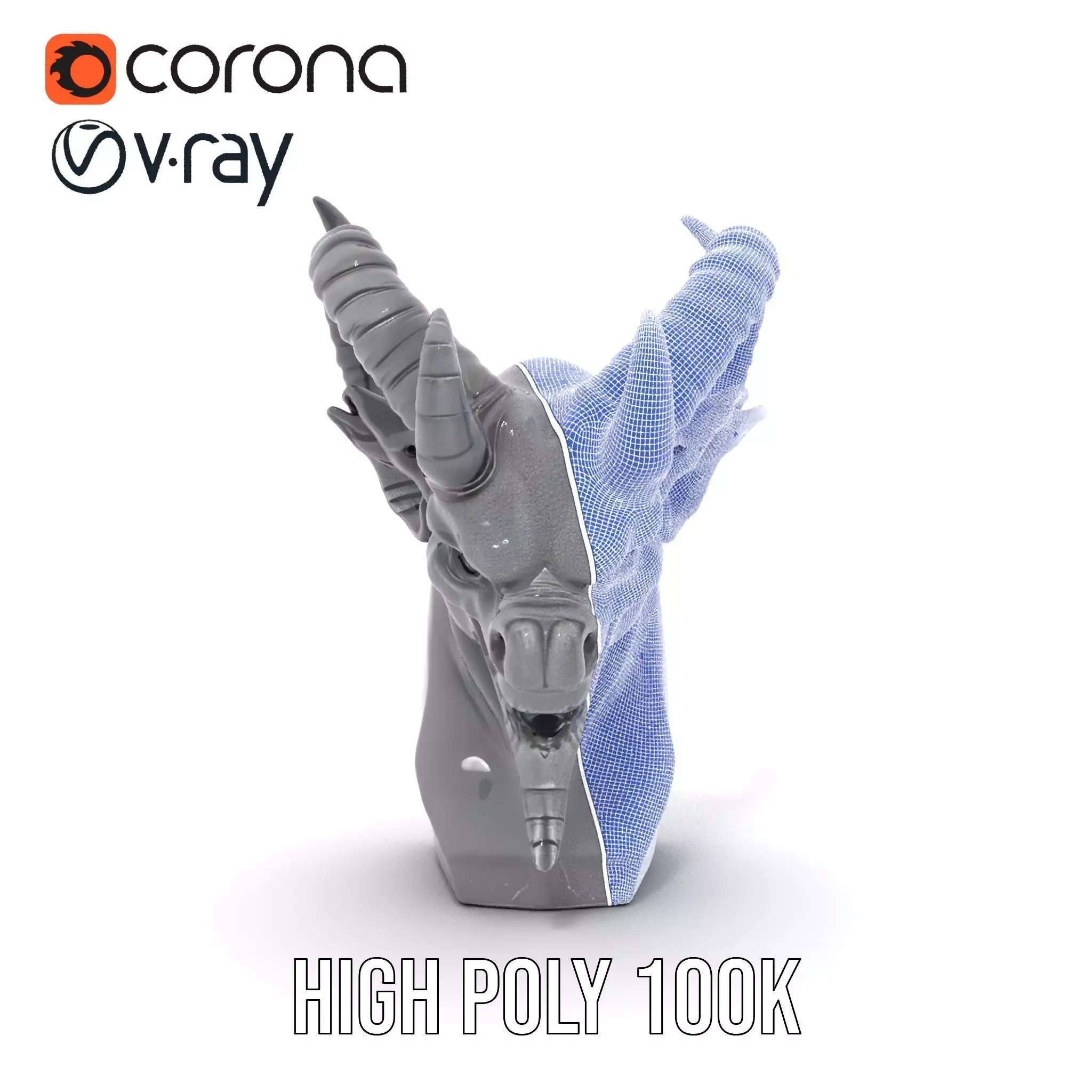 Dark Demon Bust model pack Low-poly 3D model_34