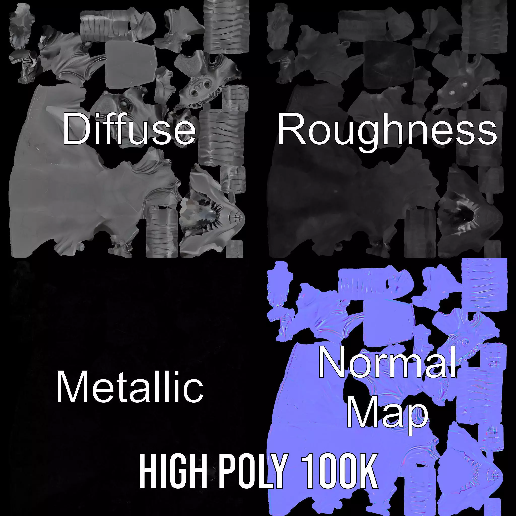 Dark Demon Bust model pack Low-poly 3D model_3