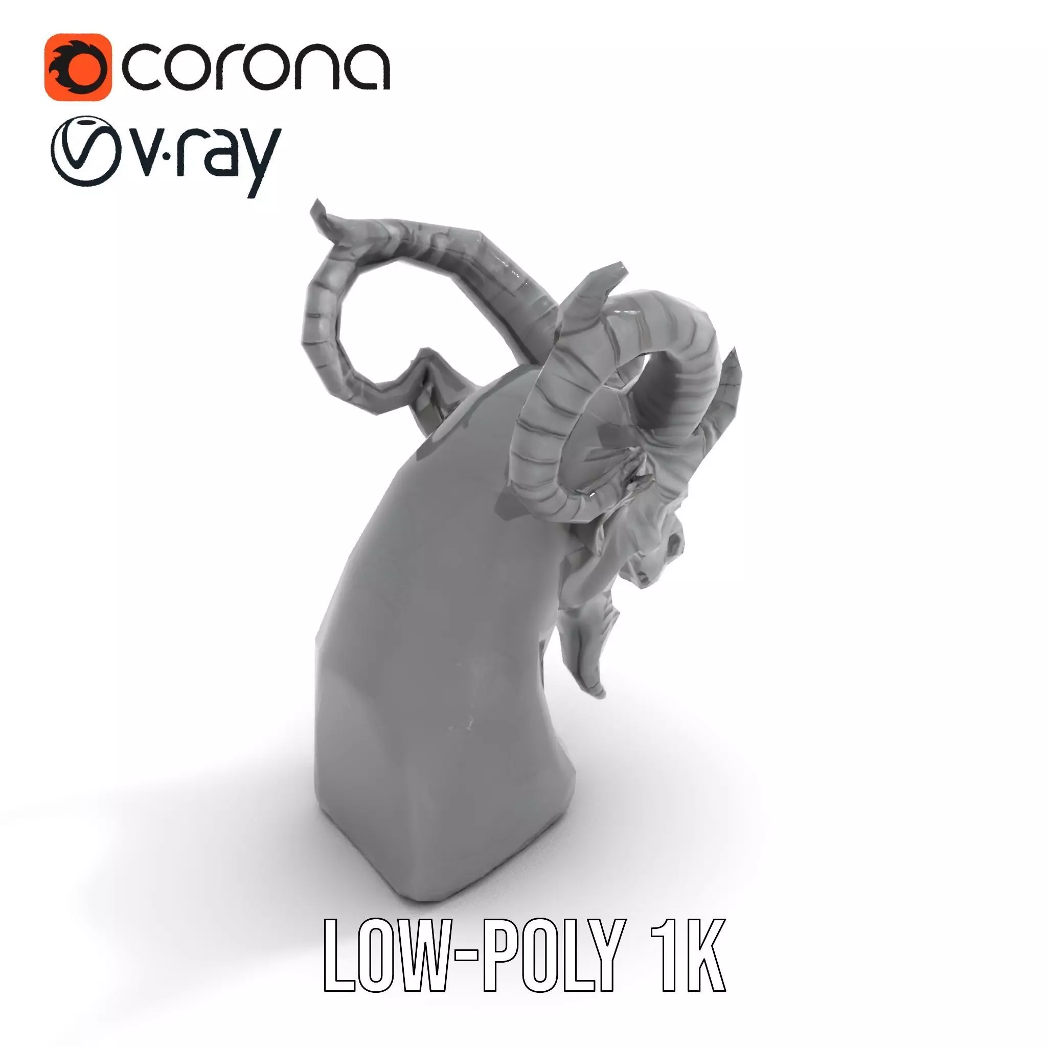 Dark Demon Bust model pack Low-poly 3D model_7