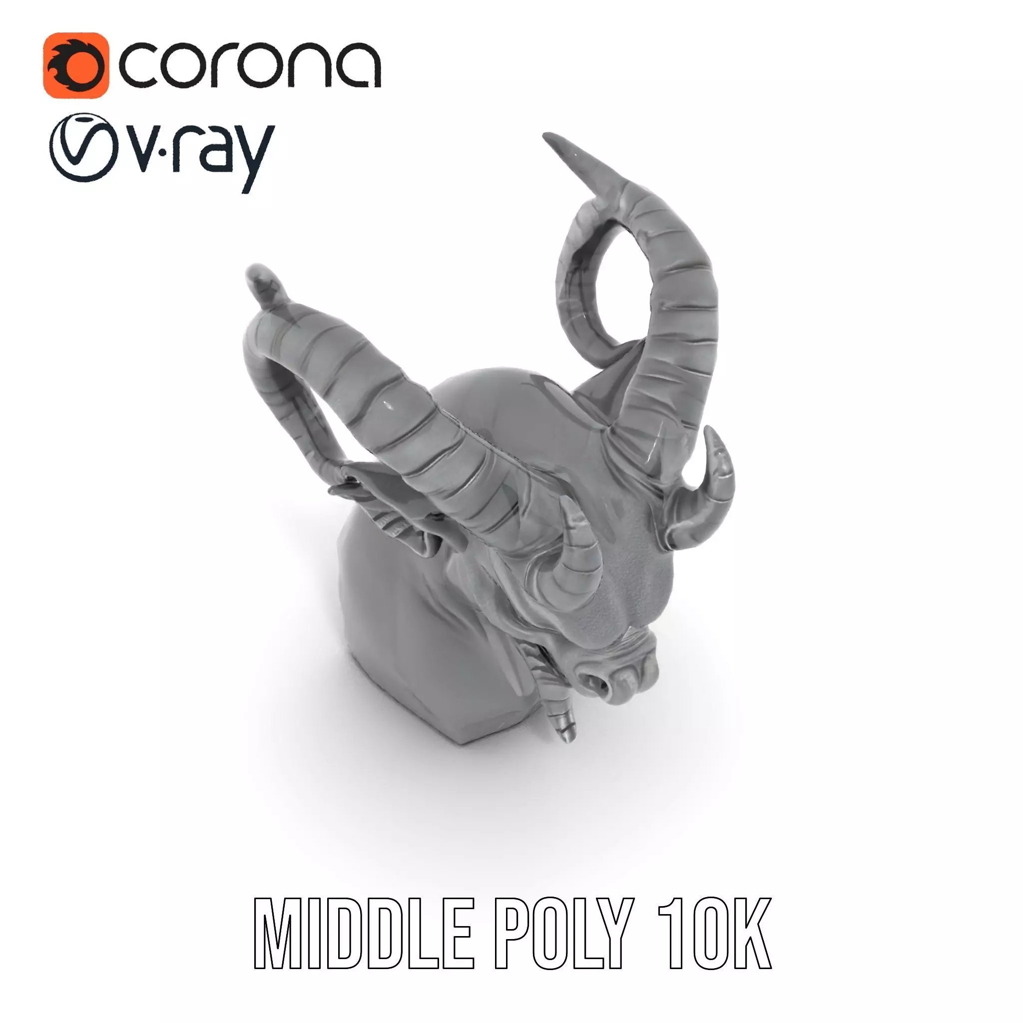 Dark Demon Bust model pack Low-poly 3D model_22