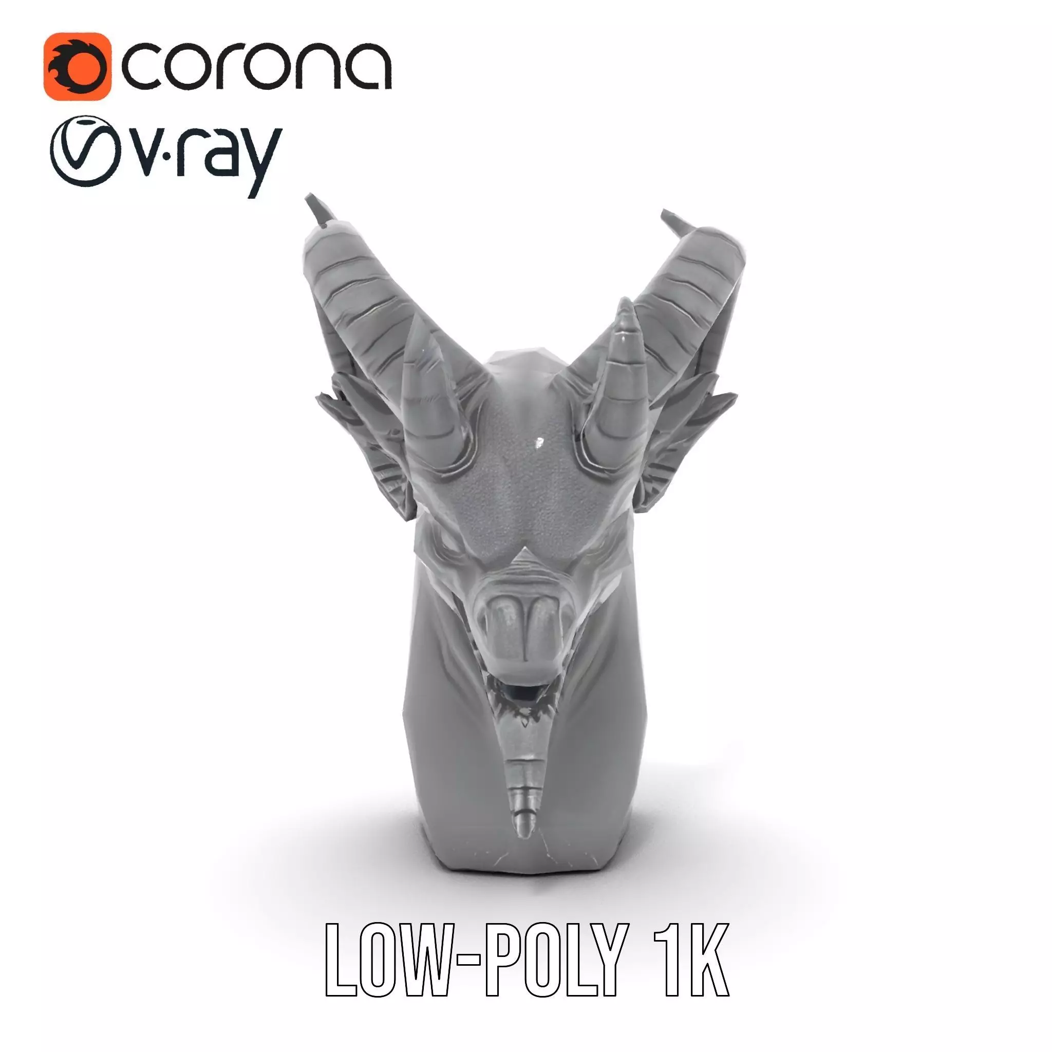 Dark Demon Bust model pack Low-poly 3D model_20