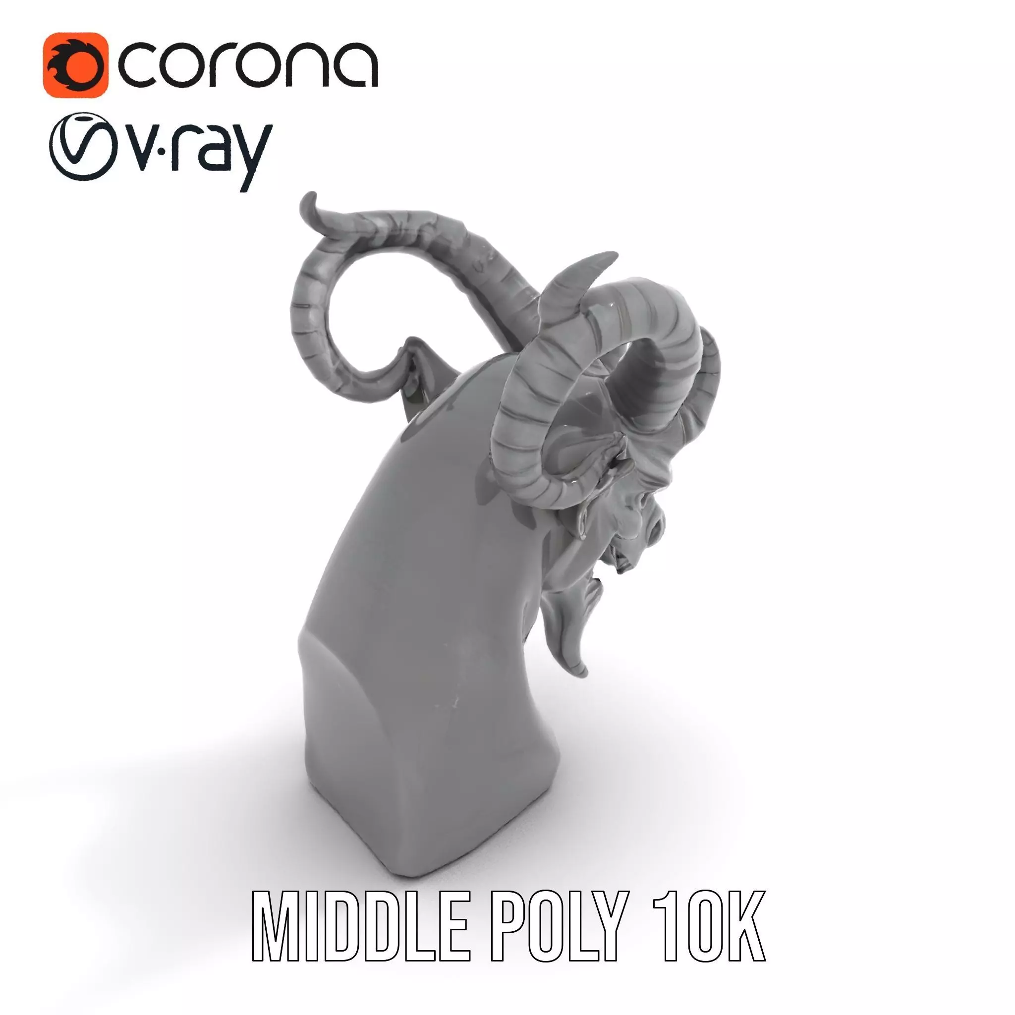 Dark Demon Bust model pack Low-poly 3D model_5