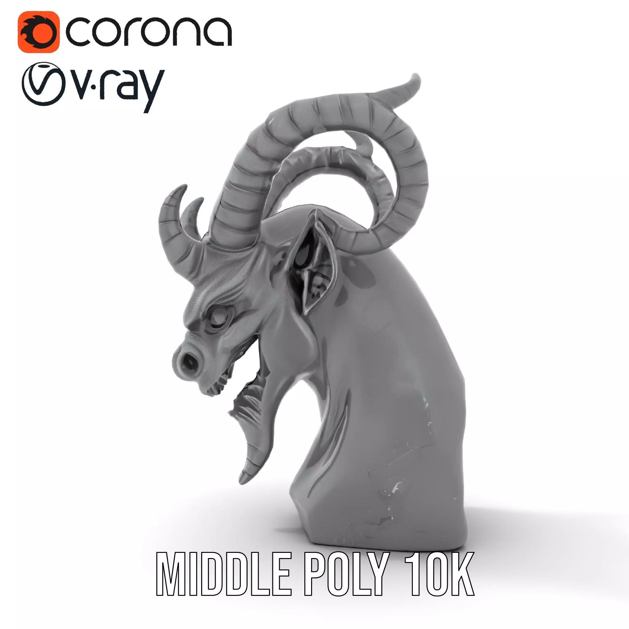 Dark Demon Bust model pack Low-poly 3D model_16