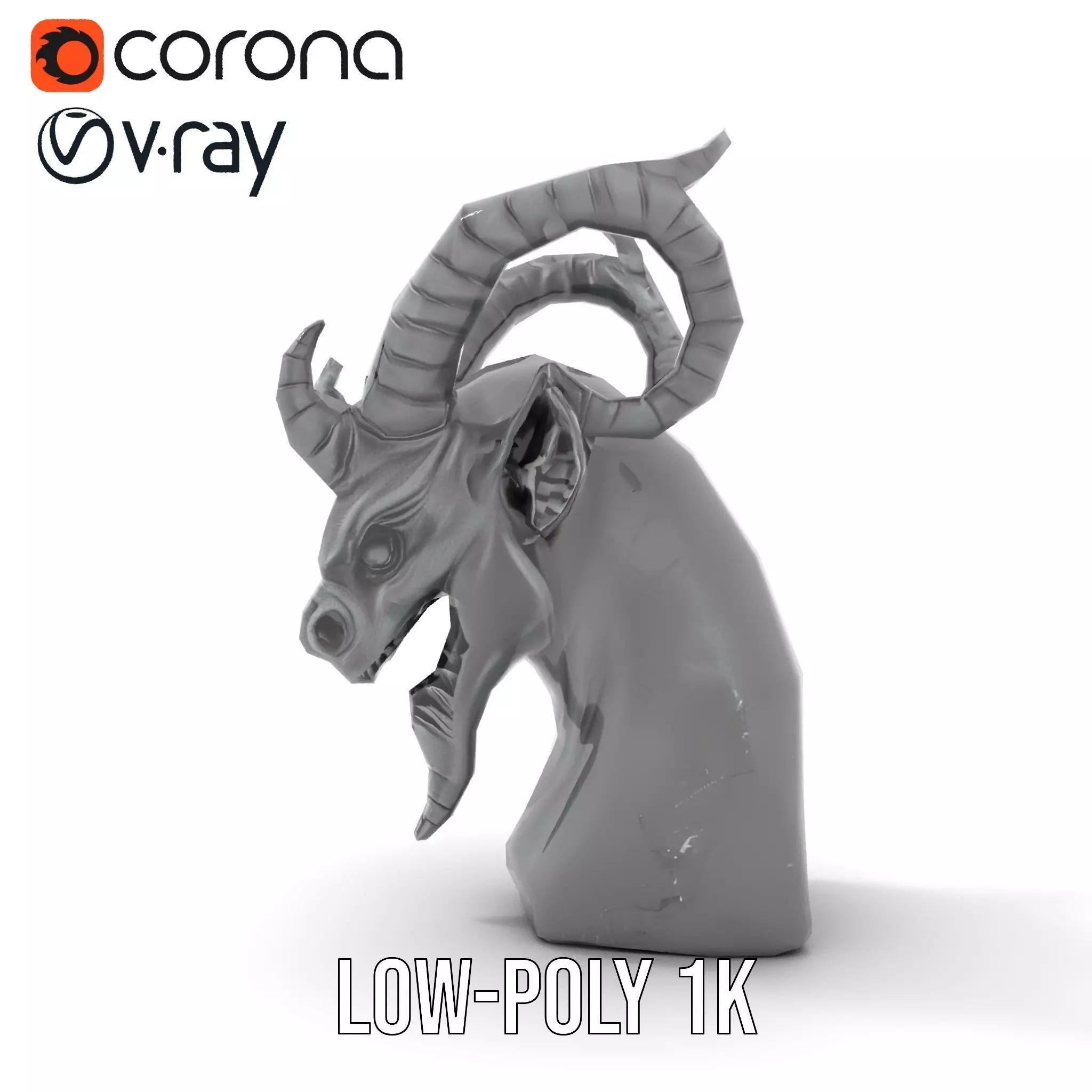 Dark Demon Bust model pack Low-poly 3D model_17