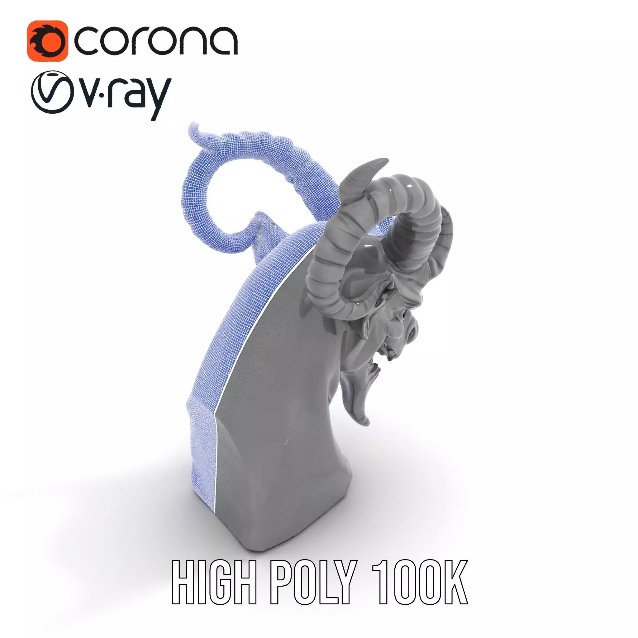 Dark Demon Bust model pack Low-poly 3D model_32