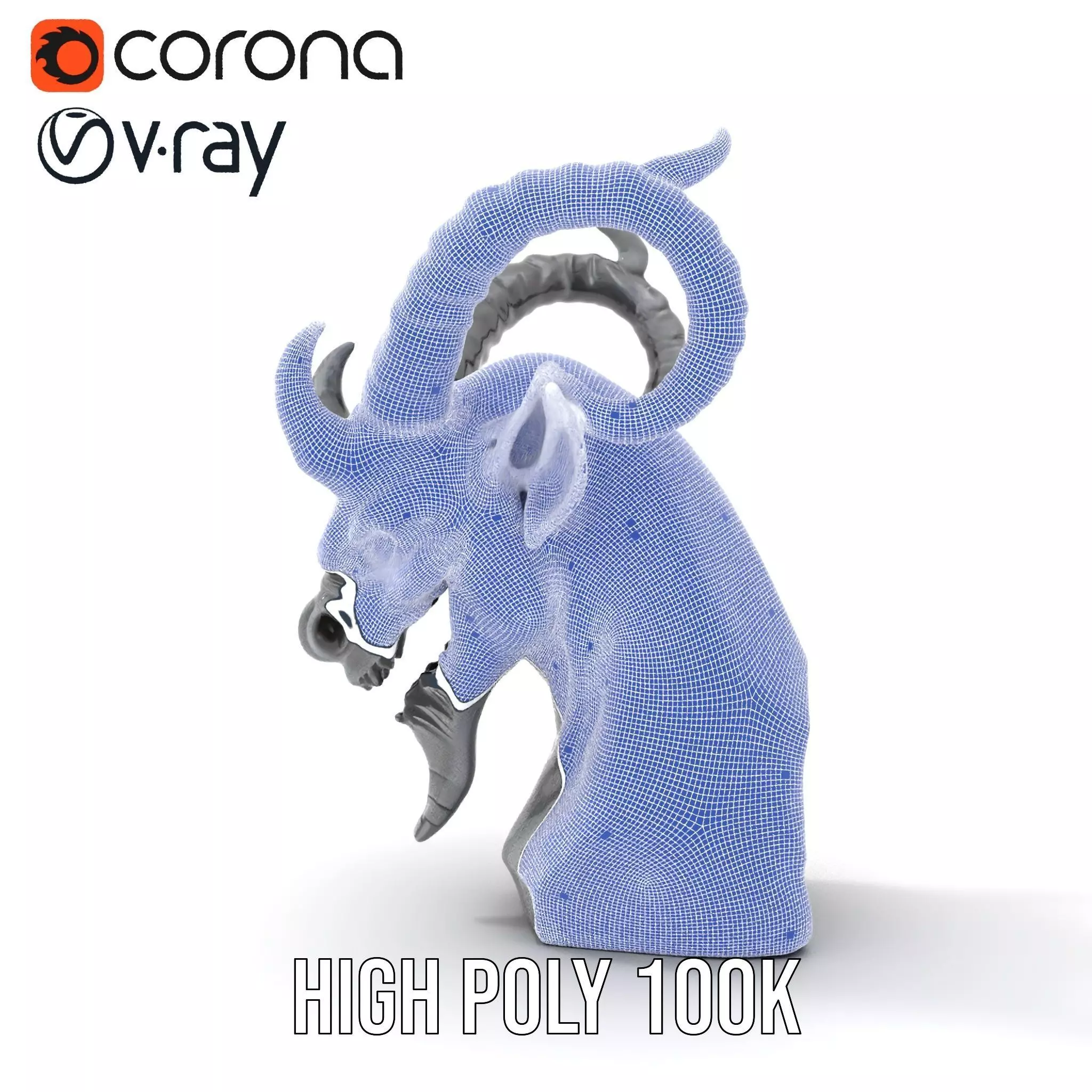 Dark Demon Bust model pack Low-poly 3D model_33