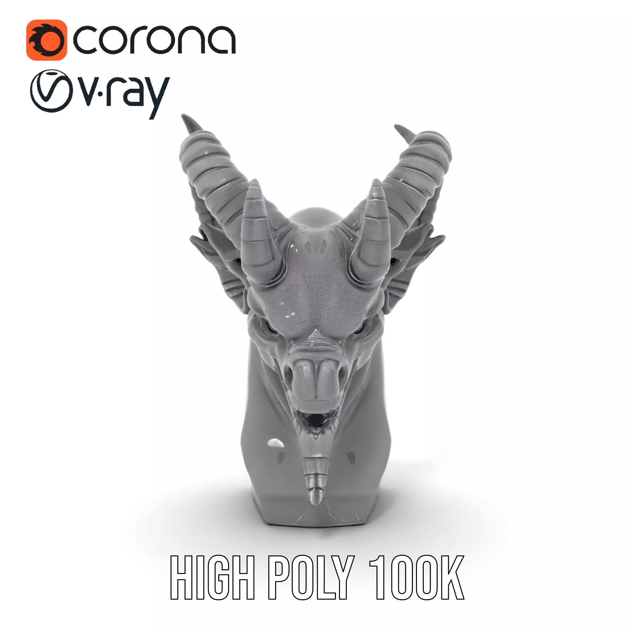 Dark Demon Bust model pack Low-poly 3D model_26