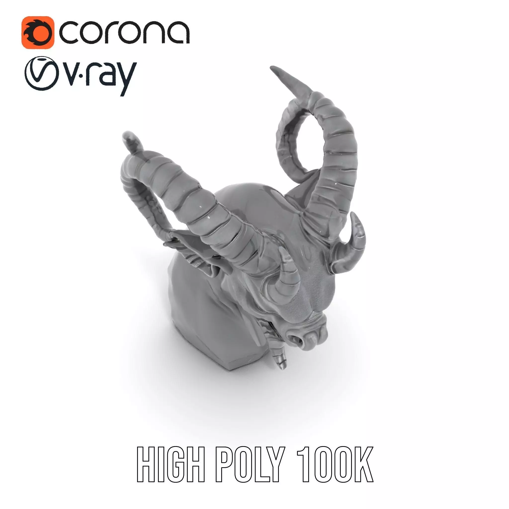 Dark Demon Bust model pack Low-poly 3D model_21