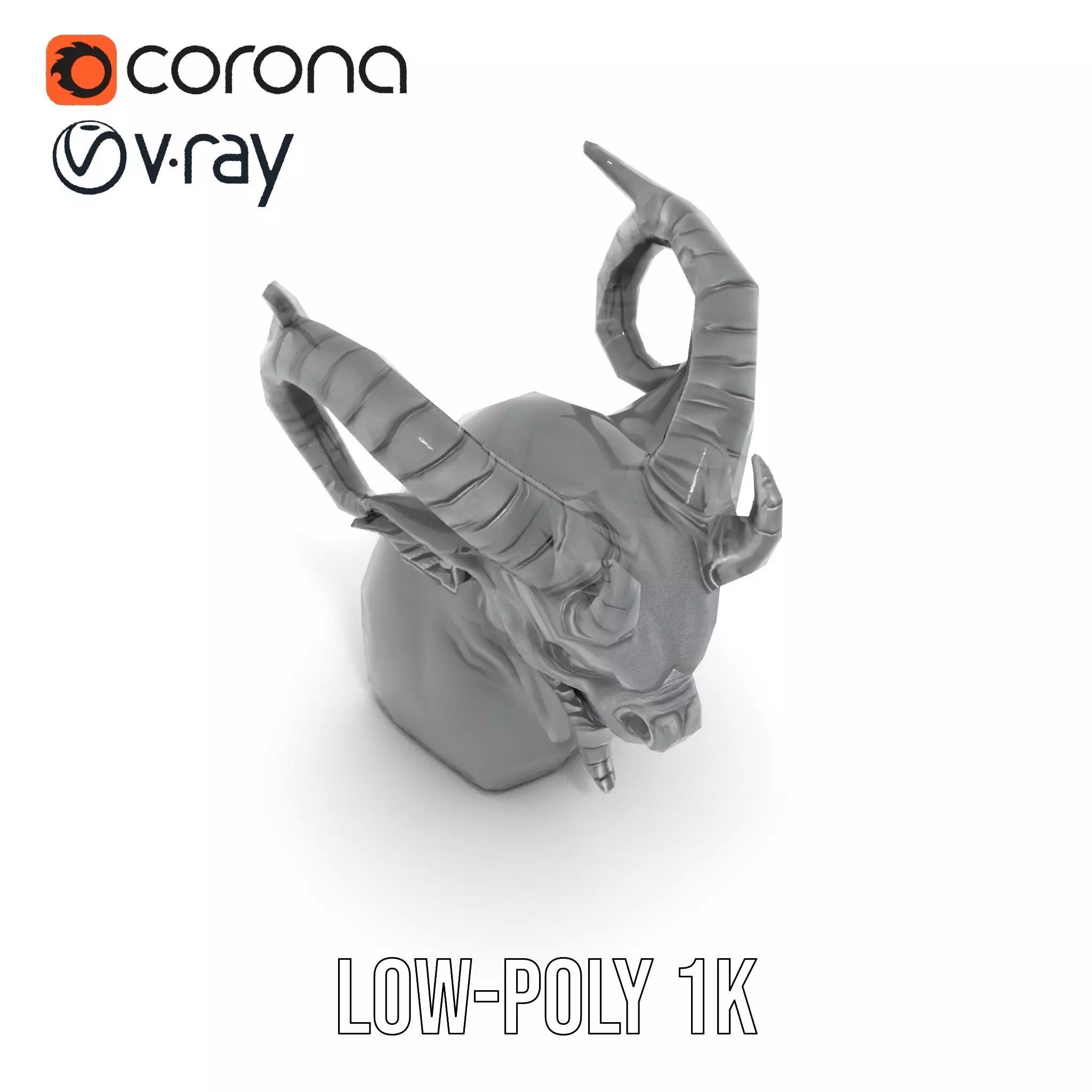 Dark Demon Bust model pack Low-poly 3D model_12