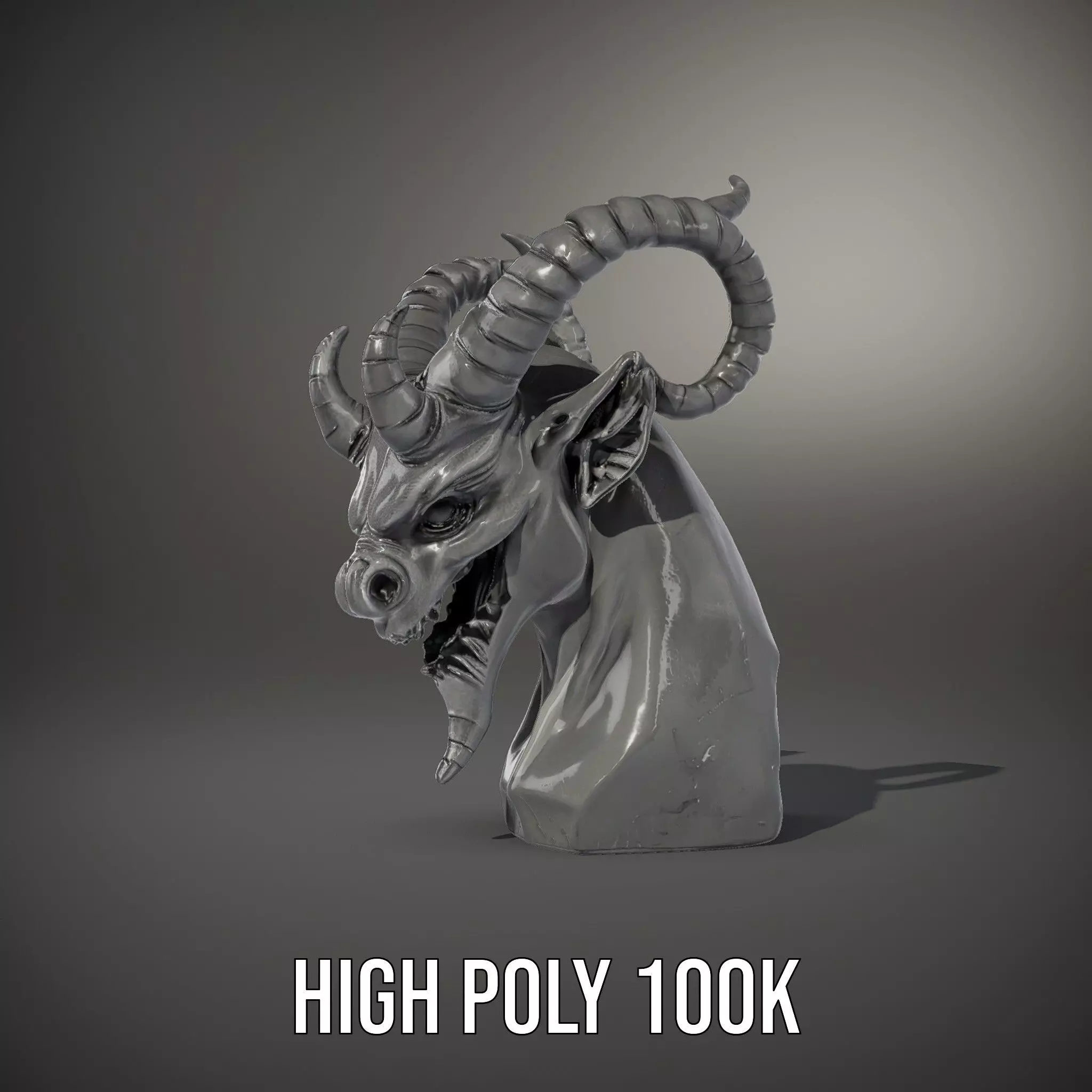 Dark Demon Bust model pack Low-poly 3D model_10