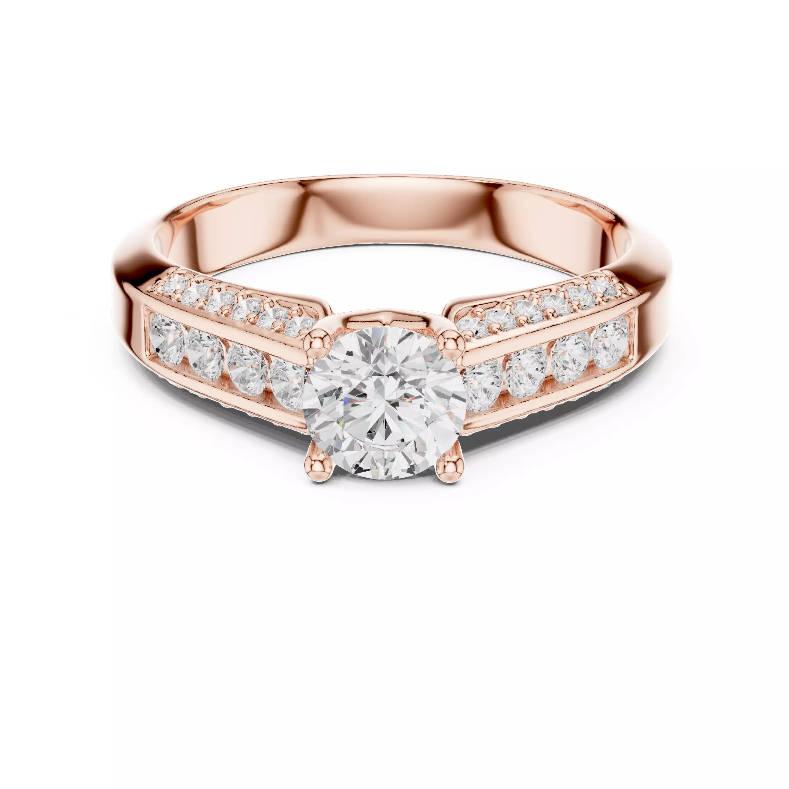 Taper Shank Round Diamond Engagement Ring 3DM STL Video 3D print model