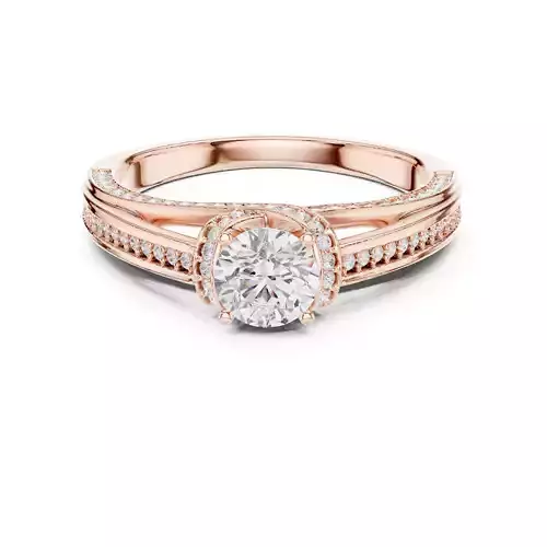 Taper Shank Crossover Round Diamond Wedding Ring 3DM STL Video