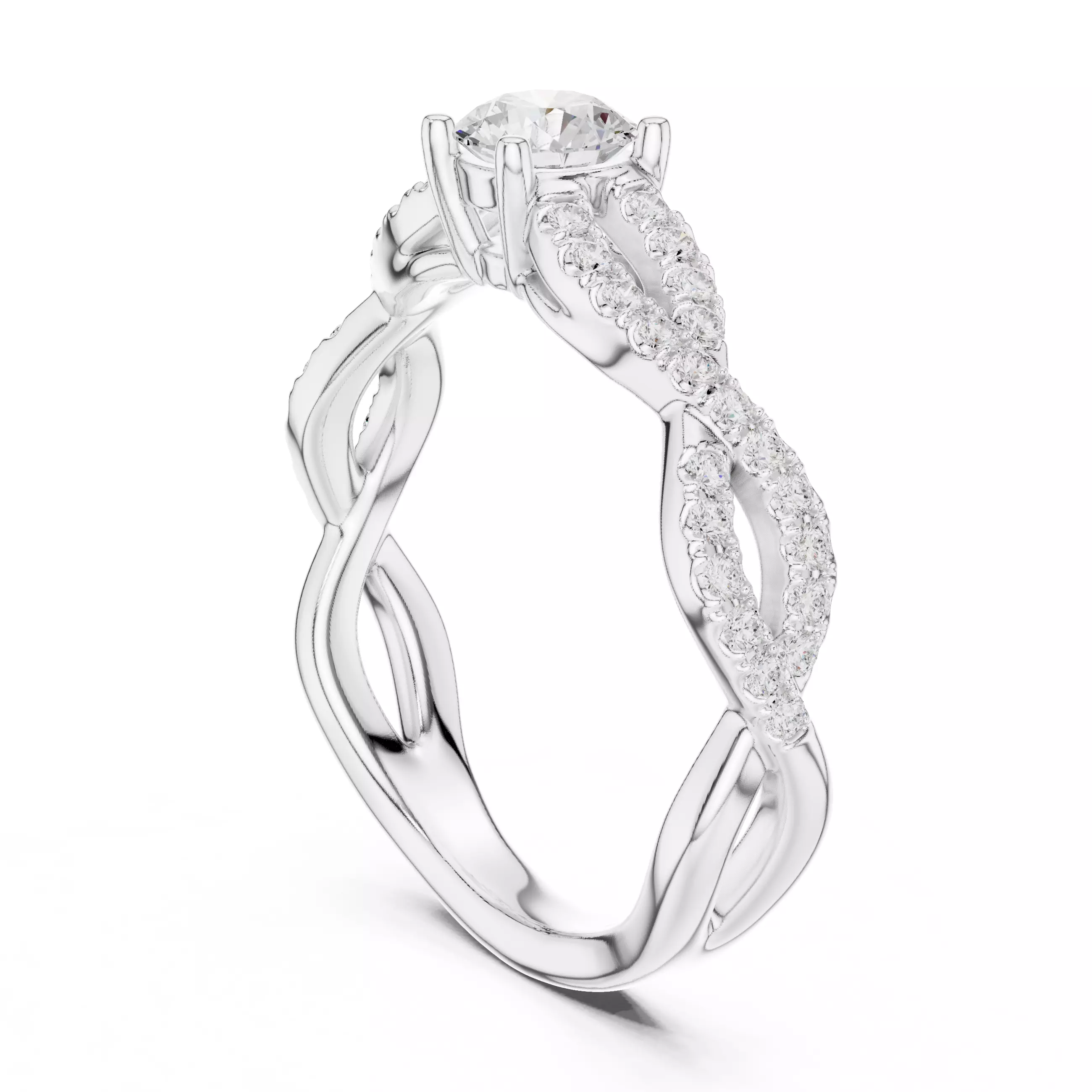 Dainty Diamond Twisted Shank Engagement Ring 3DM STL Video 3D print model_9