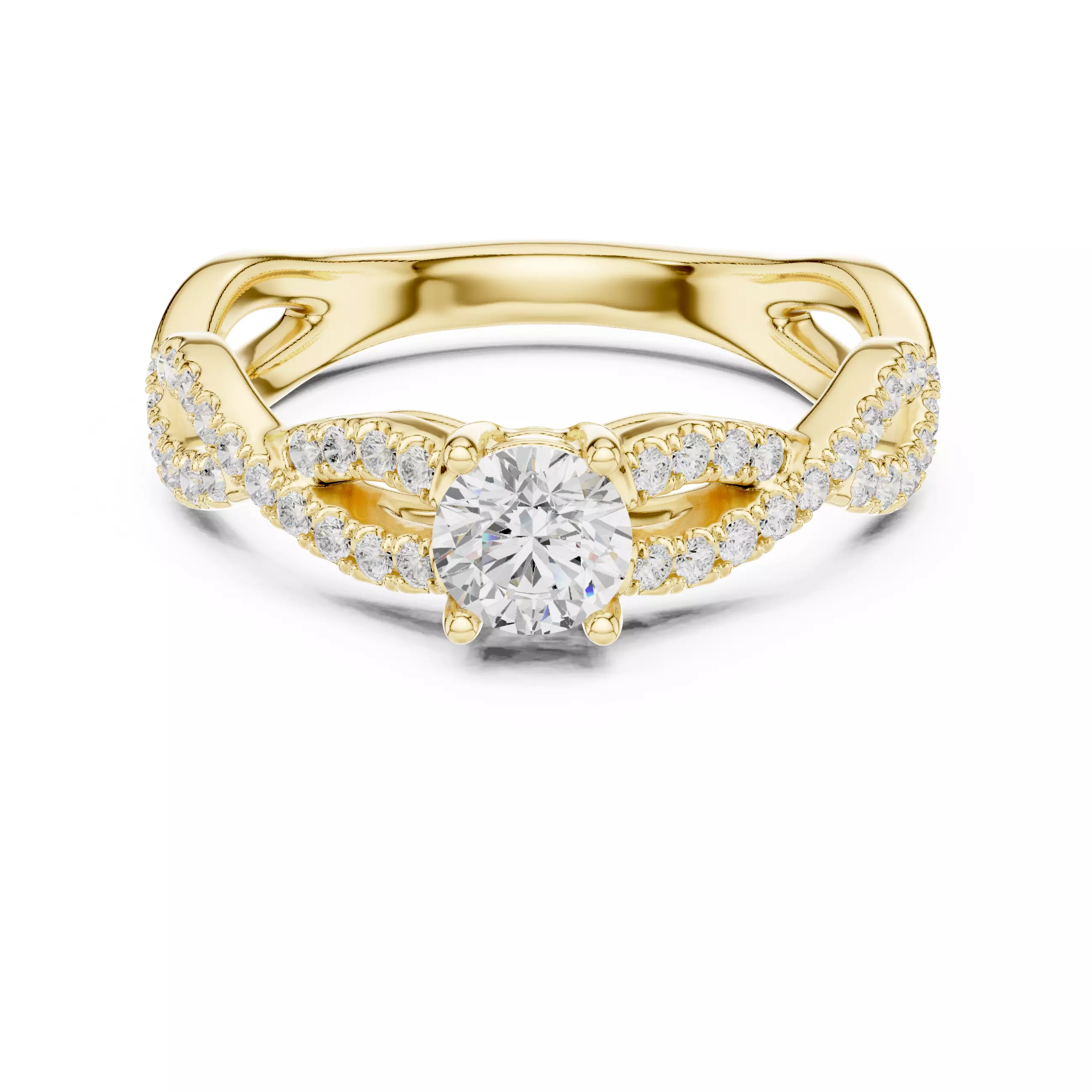 Dainty Diamond Twisted Shank Engagement Ring 3DM STL Video 3D print model_1