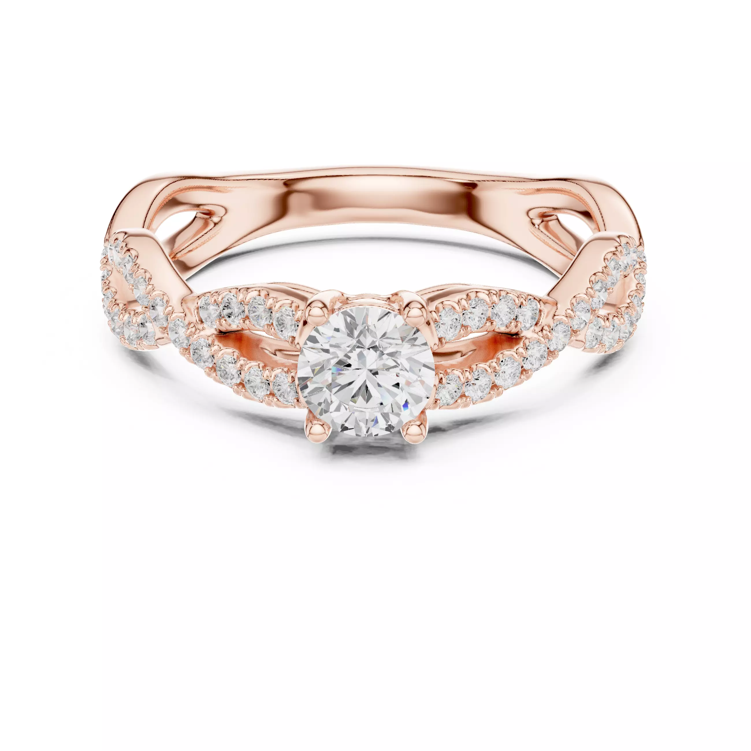 Dainty Diamond Twisted Shank Engagement Ring 3DM STL Video 3D print model_0