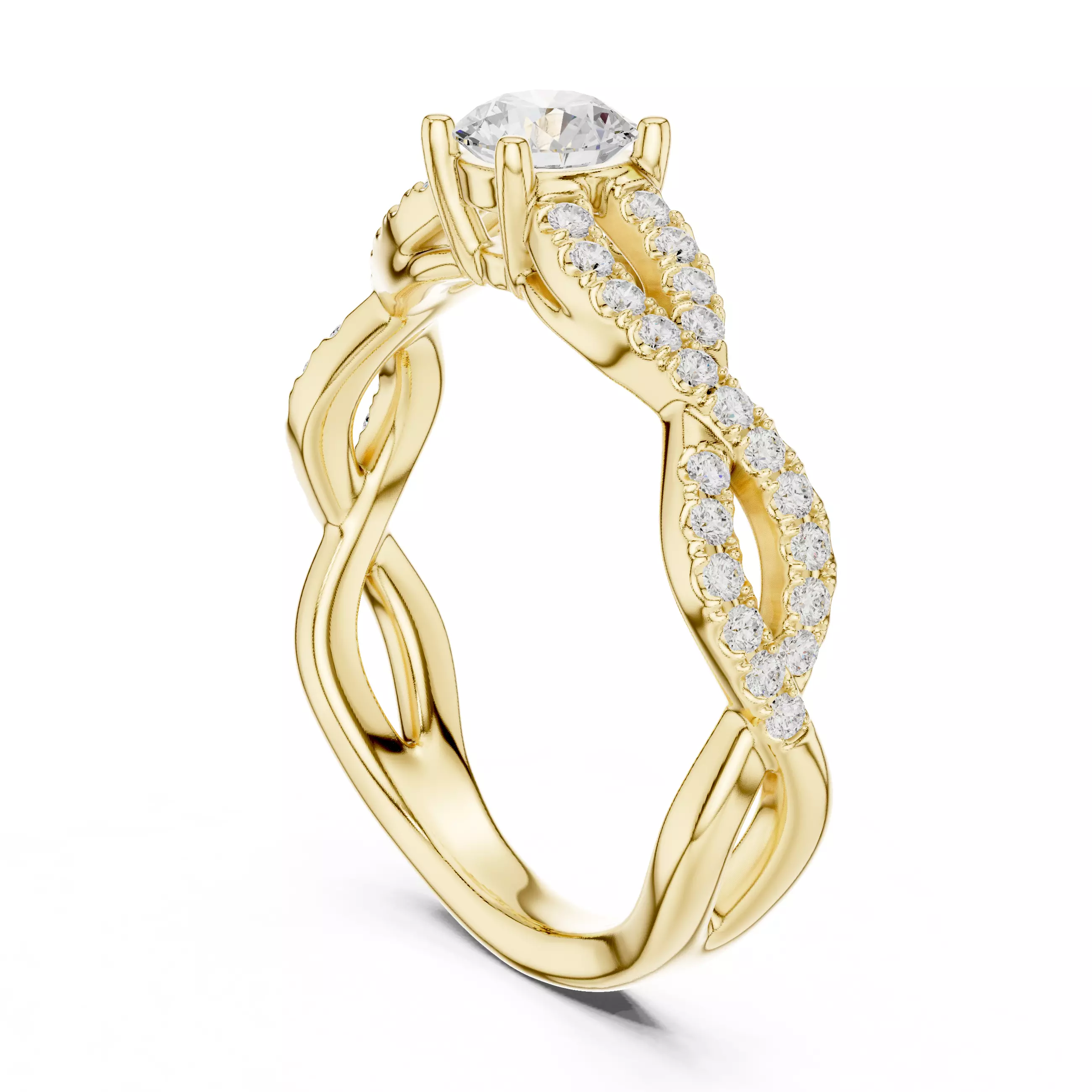 Dainty Diamond Twisted Shank Engagement Ring 3DM STL Video 3D print model_6