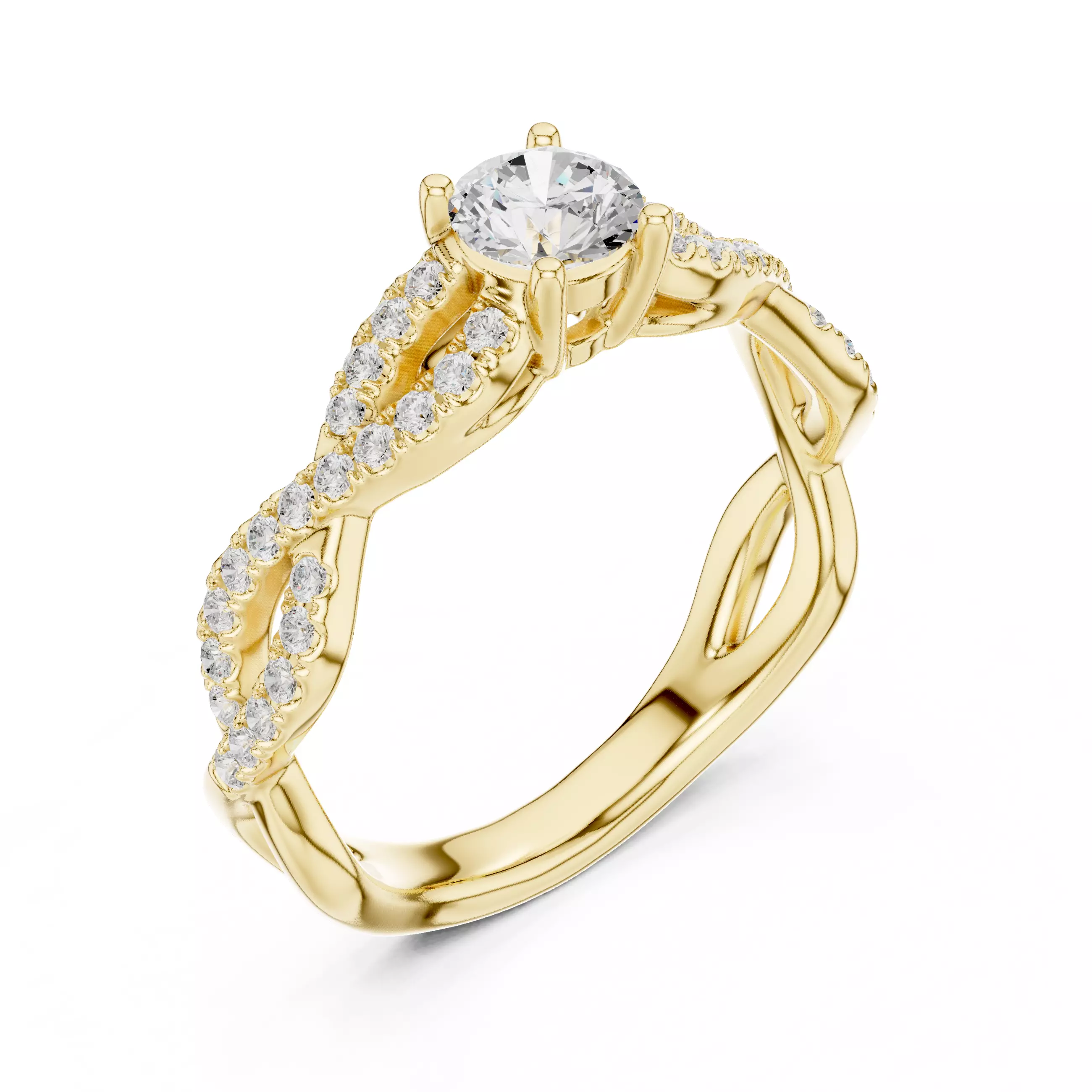 Dainty Diamond Twisted Shank Engagement Ring 3DM STL Video 3D print model_7