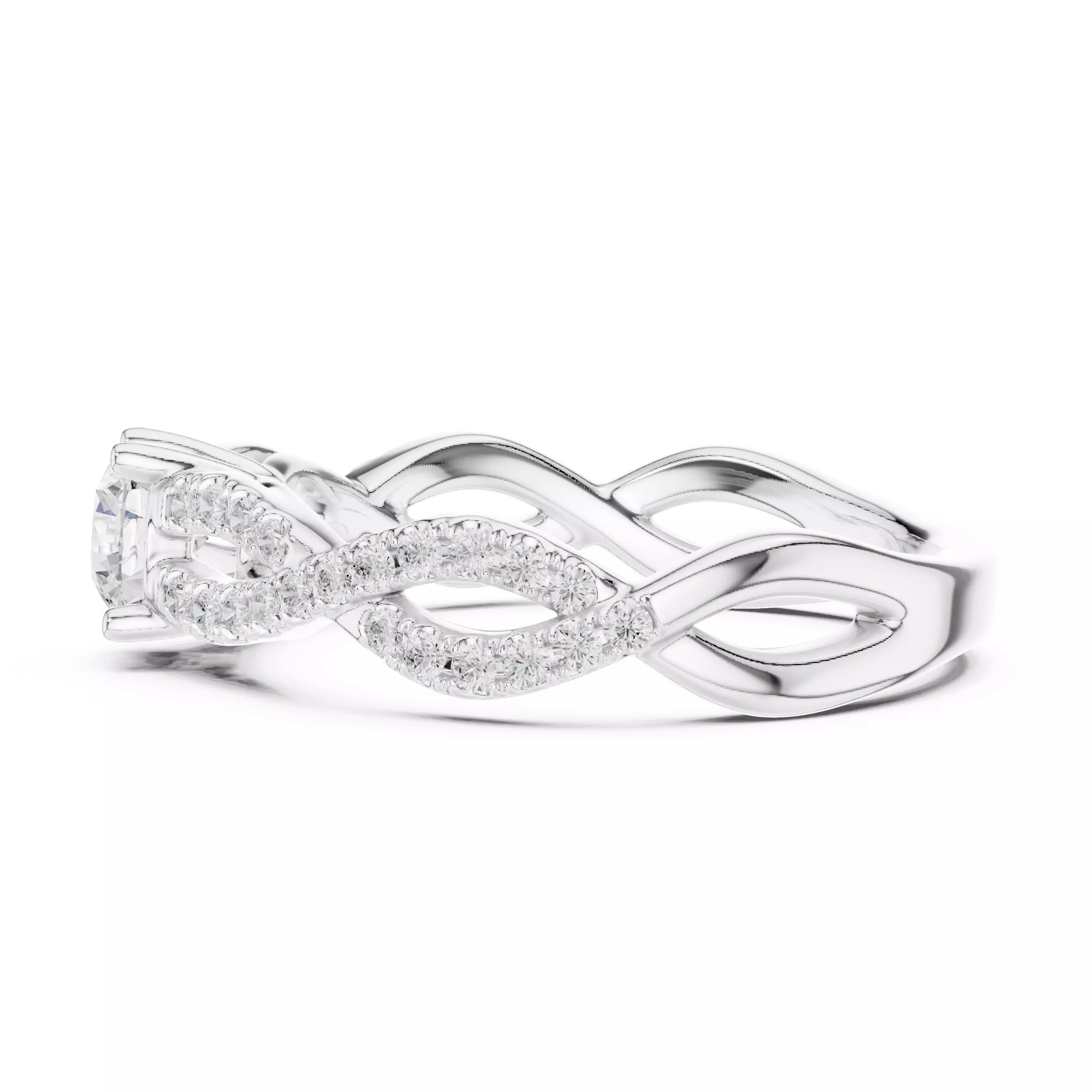 Dainty Diamond Twisted Shank Engagement Ring 3DM STL Video 3D print model_11