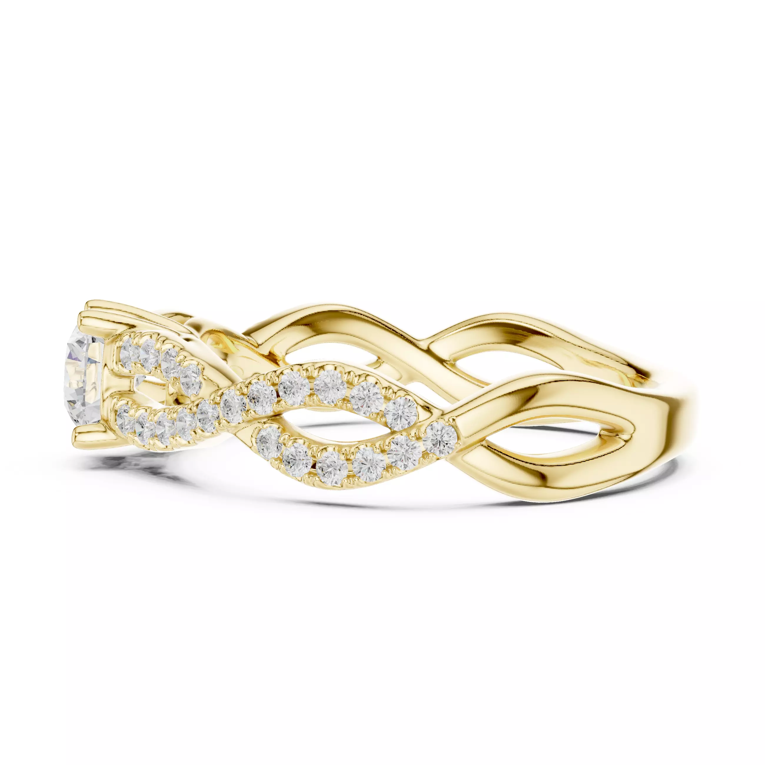 Dainty Diamond Twisted Shank Engagement Ring 3DM STL Video 3D print model_8