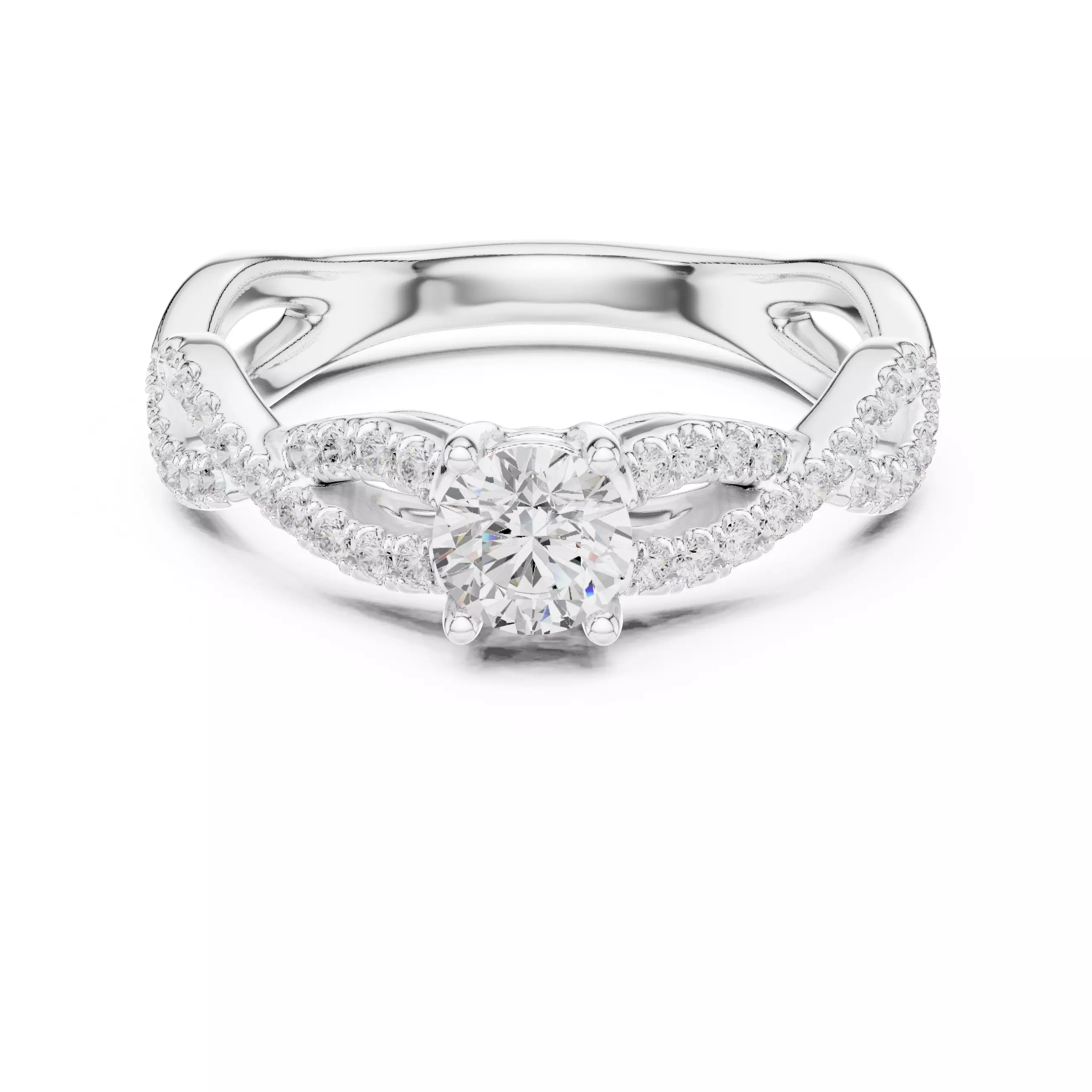 Dainty Diamond Twisted Shank Engagement Ring 3DM STL Video 3D print model_2