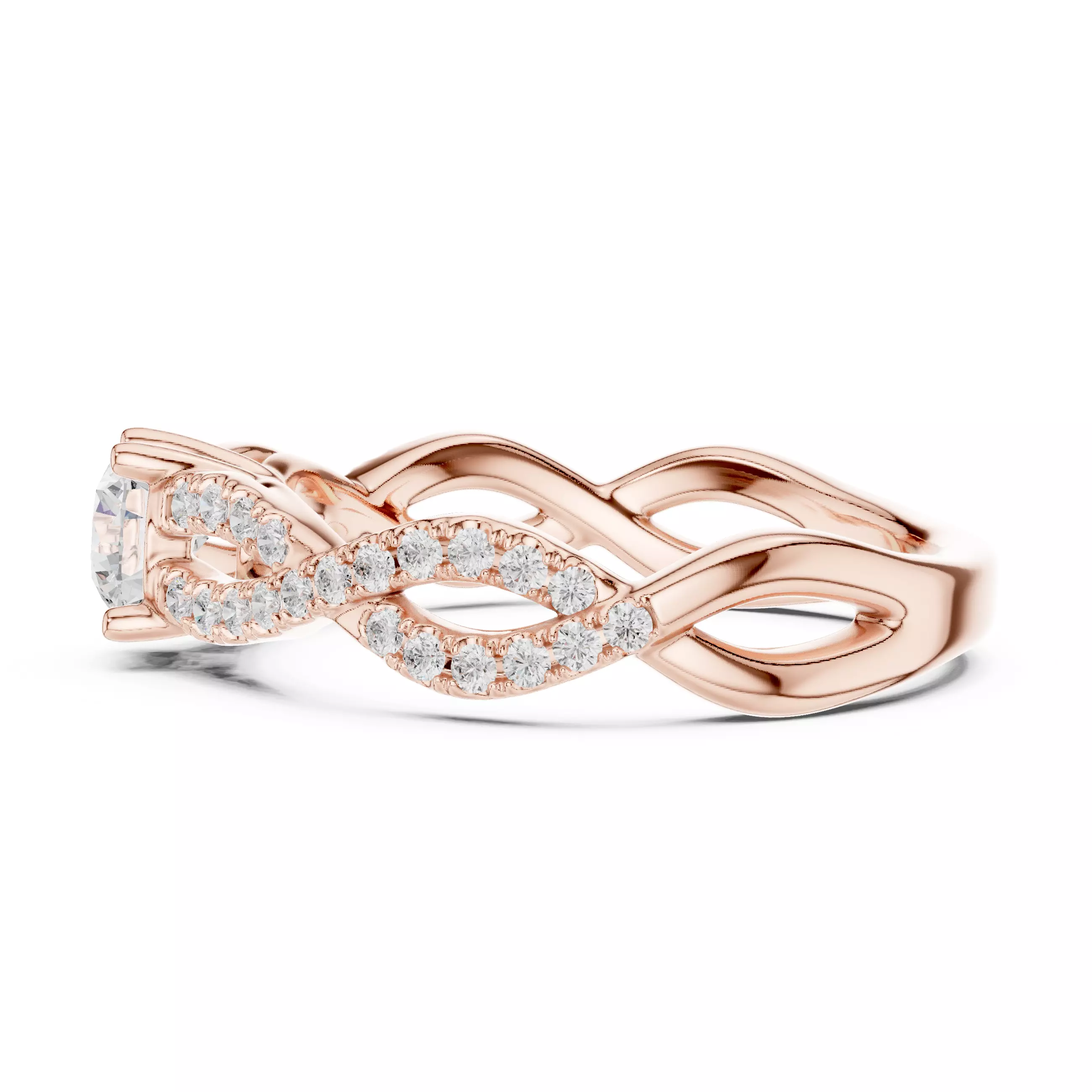 Dainty Diamond Twisted Shank Engagement Ring 3DM STL Video 3D print model_5